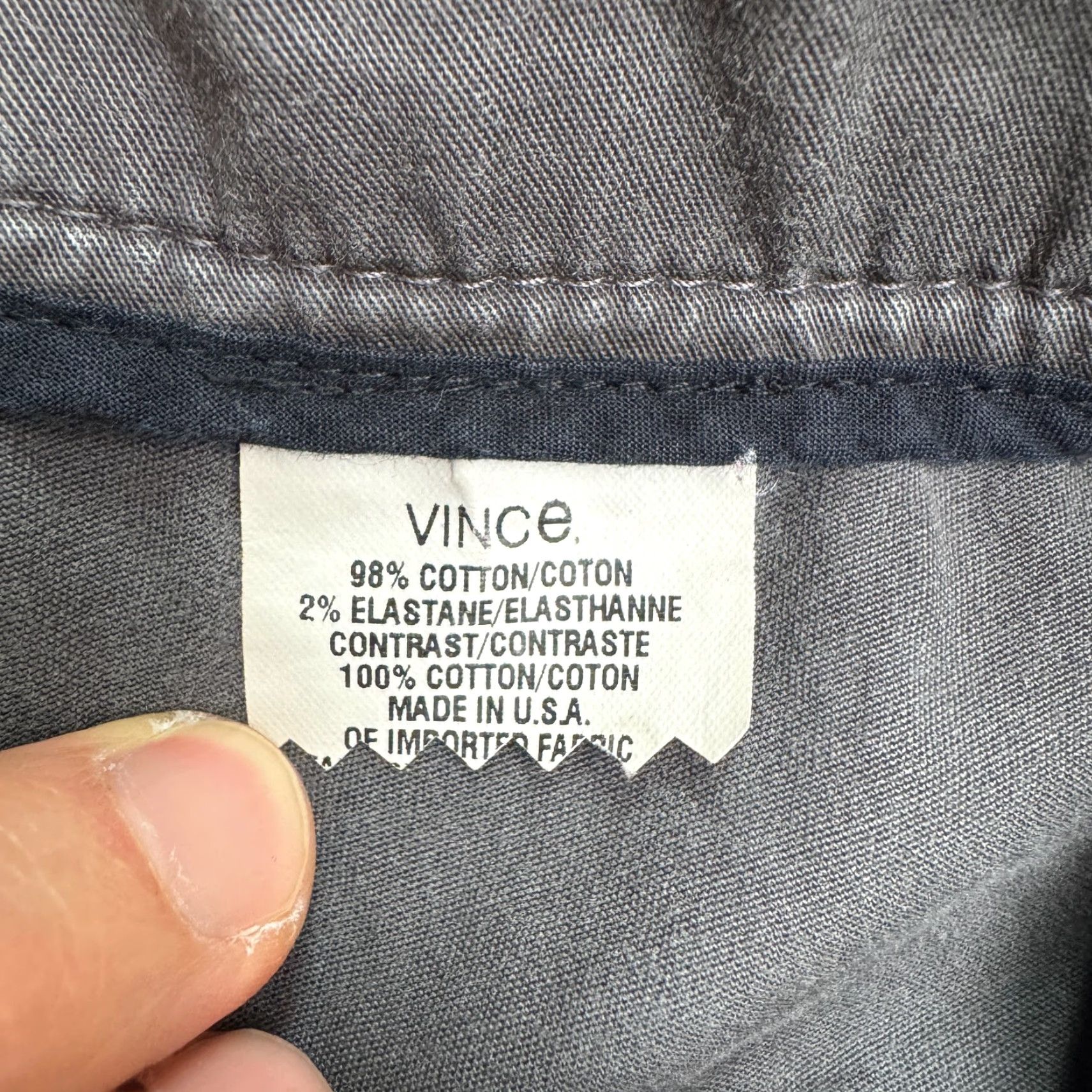 Vince Vince Chino Pants Mens 31x27 Gray Cotton Flat Front Stretch Classic Straight Leg Modern Everyday Size US 31 - 7 Thumbnail