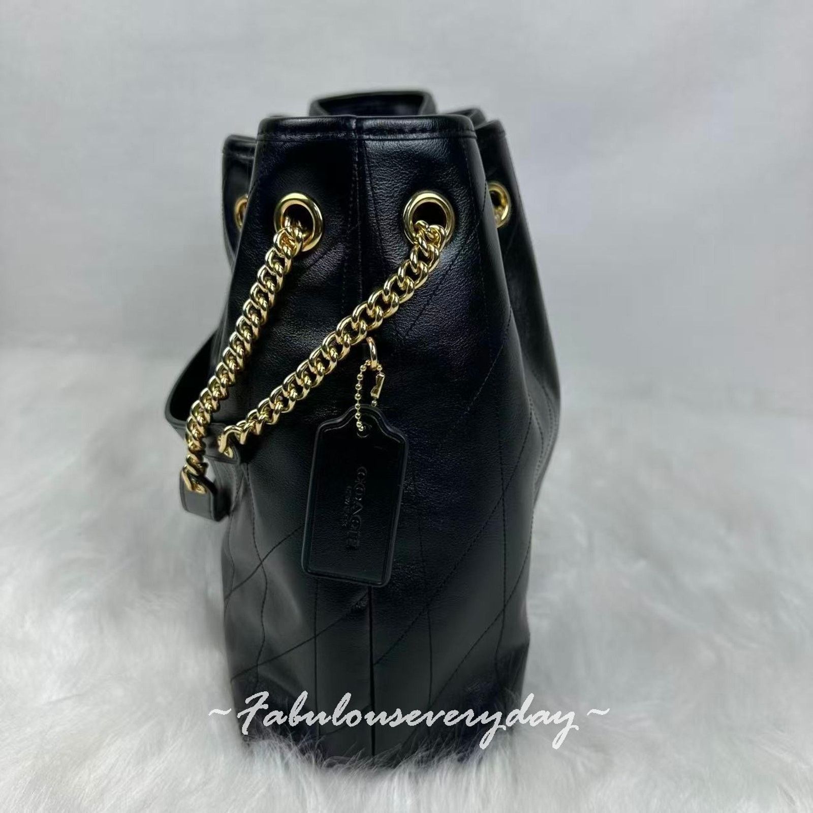 Coach Coach Evelyn Shoulder Bag With Quilting Leather/Gold/Black Size ONE SIZE - 7 Thumbnail