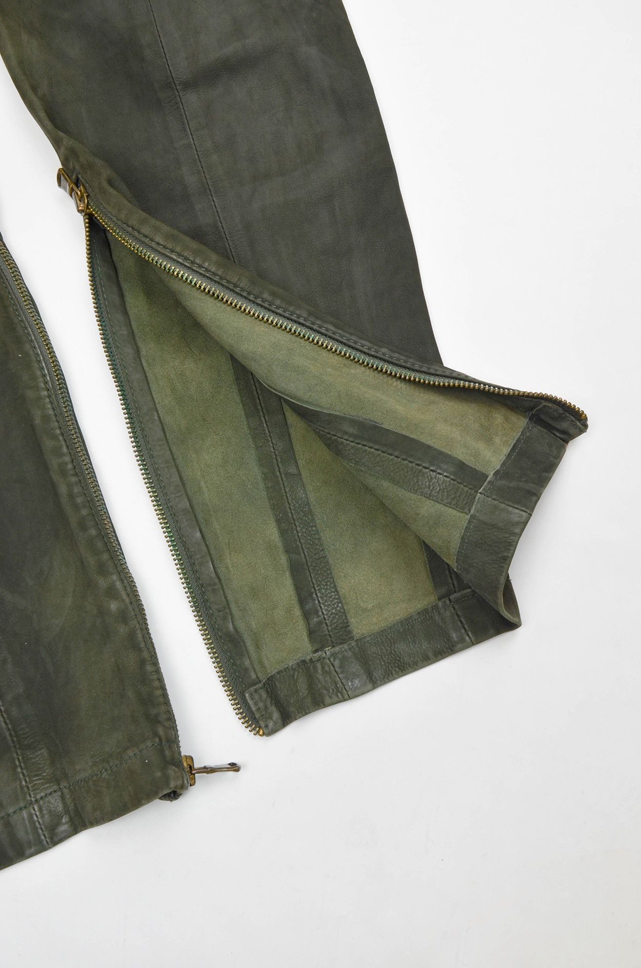 Leather × Scotch & Soda MAISON SCOTCH Green Leather Pants Size 33" - 12 Thumbnail