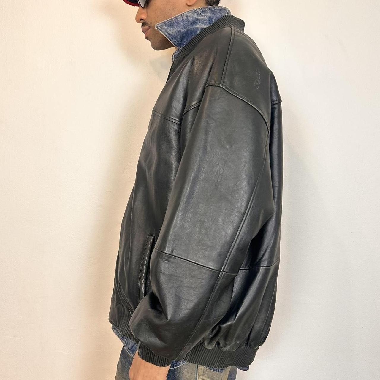 Vintage Vintage Studio Milan Black Leather Bomber Jacket - XXXL Size US XXL / EU 58 / 5 - 5 Thumbnail