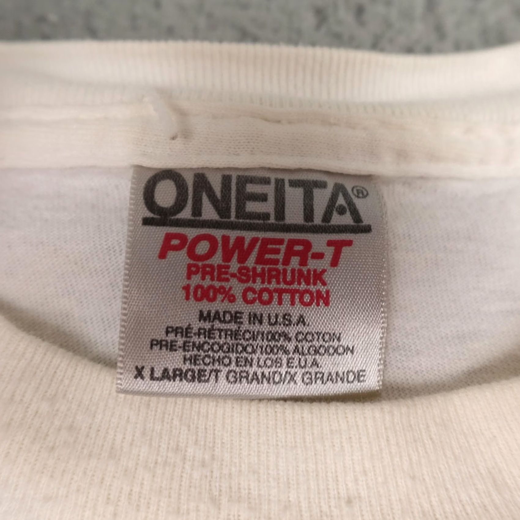 Vintage VINTAGE Oneita Shirt Mens XL White Graphic Print 90s Retro Athletic Crew Neck Short Sleeve T-Shirt Visually Pre-Owned Size US XL / EU 56 / 4 - 2 Thumbnail