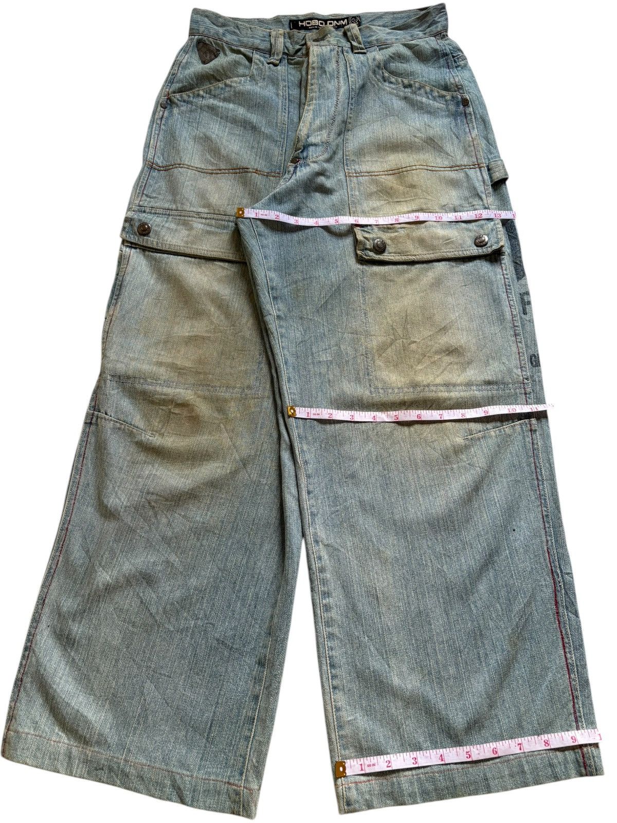 Hobo × JNCO × Japanese Brand Vintage Hobo Mud Wash Cargo Carpenter Loose Baggy Jeans Size US 29 - 13 Thumbnail