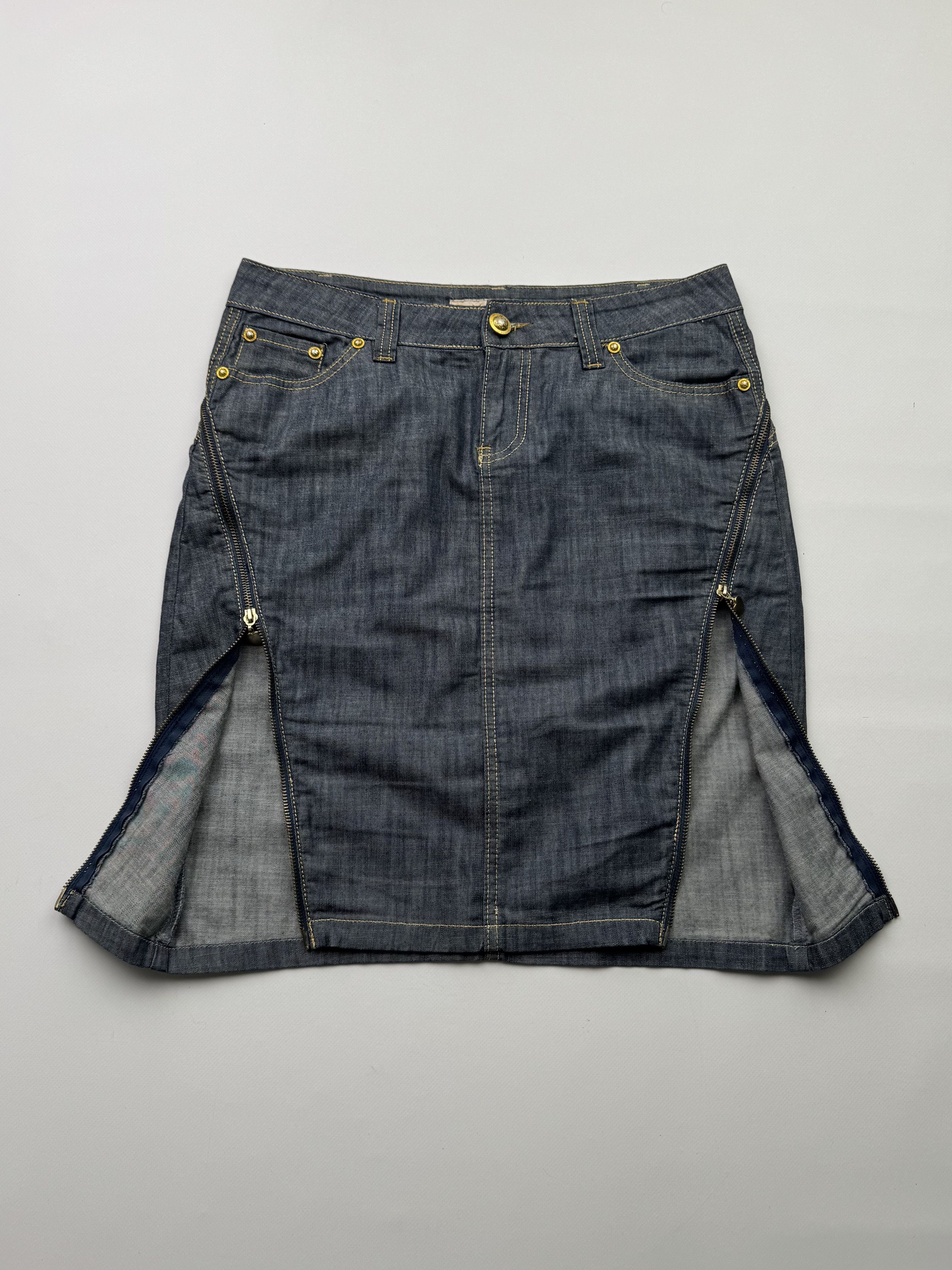 Japanese Brand Vintage Midi Skirt With Zippers B649E2(V461) Size 28" / US 6 / IT 42 - 1 Thumbnail