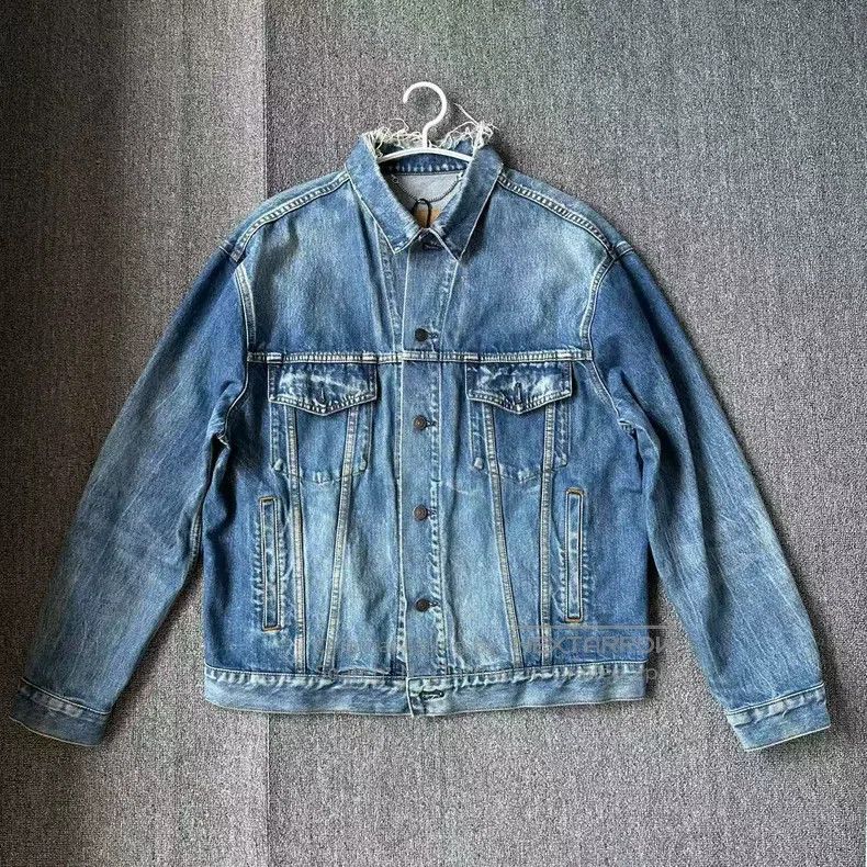 Balenciaga Blue denim jacket with back lettering logo