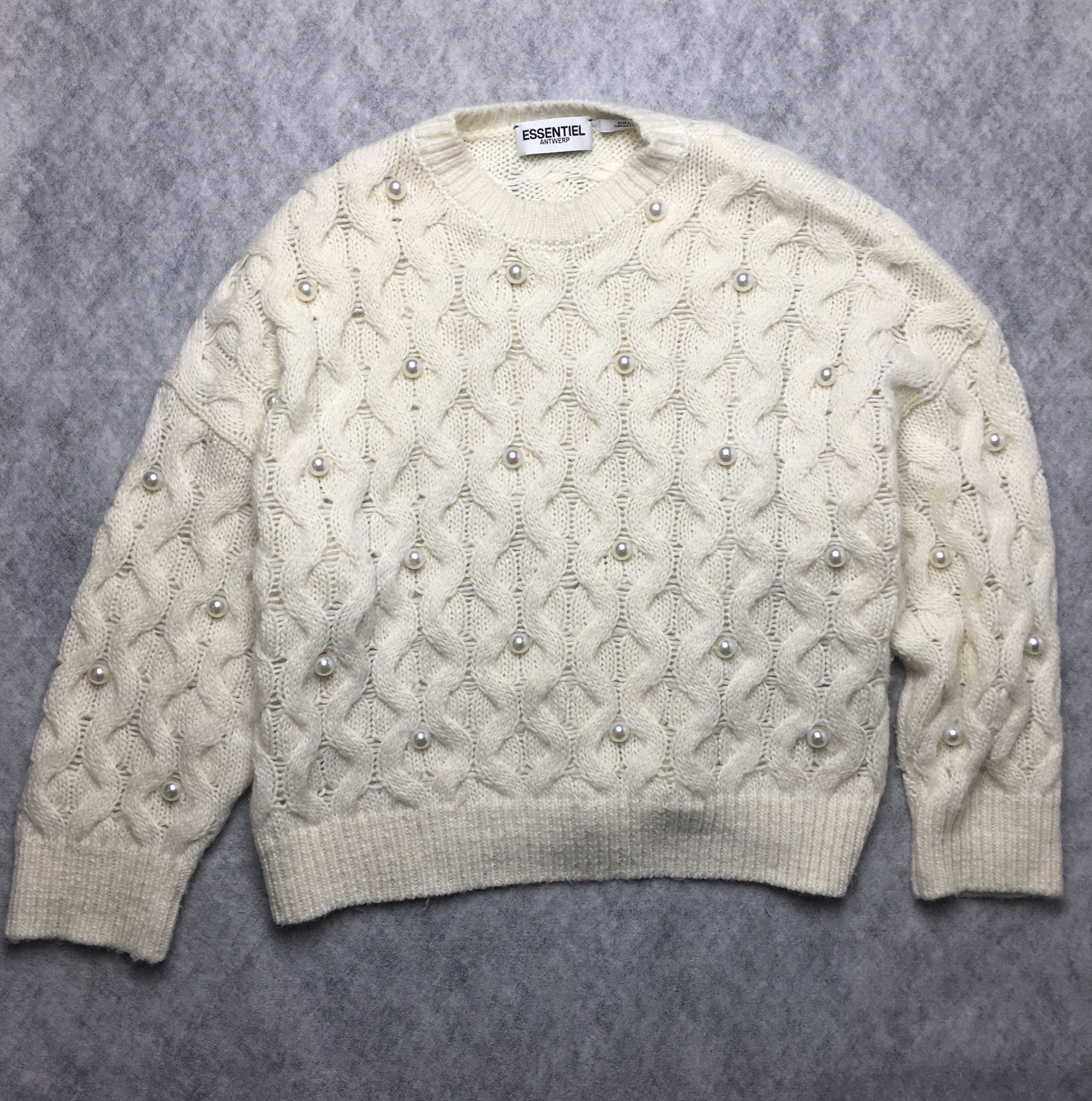 Essentiel Antwerp Essential Antwerp Cable Knitted Sweater Pearl Embellishments Size S / US 4 / IT 40 - 11 Thumbnail
