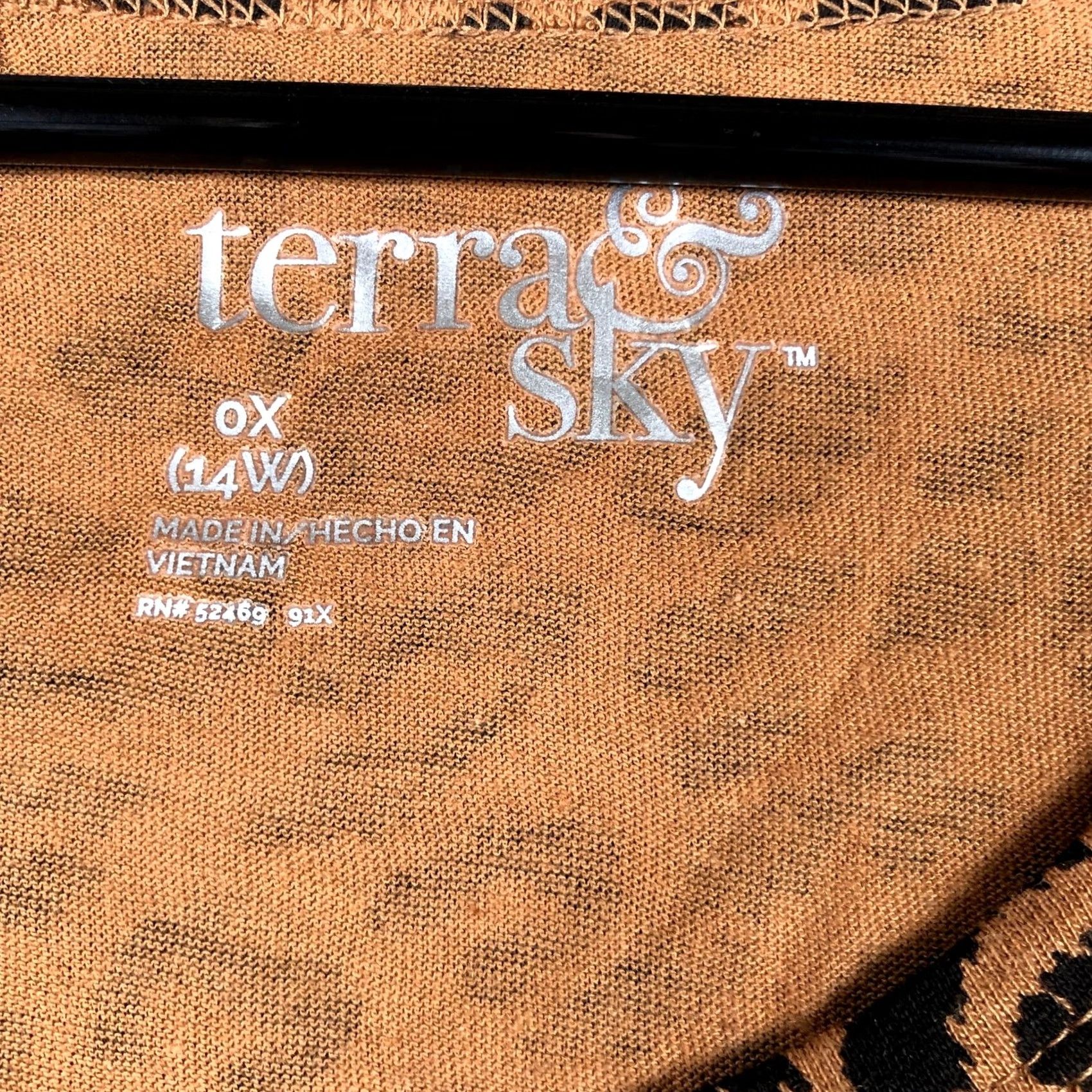 Vintage Terra & Sky Blouse Brown Black Leopard Print 3/4 Sleeve Tunic 0X Women’s Plus Size Casual Size XL / US 12-14 / IT 48-50 - 6 Thumbnail