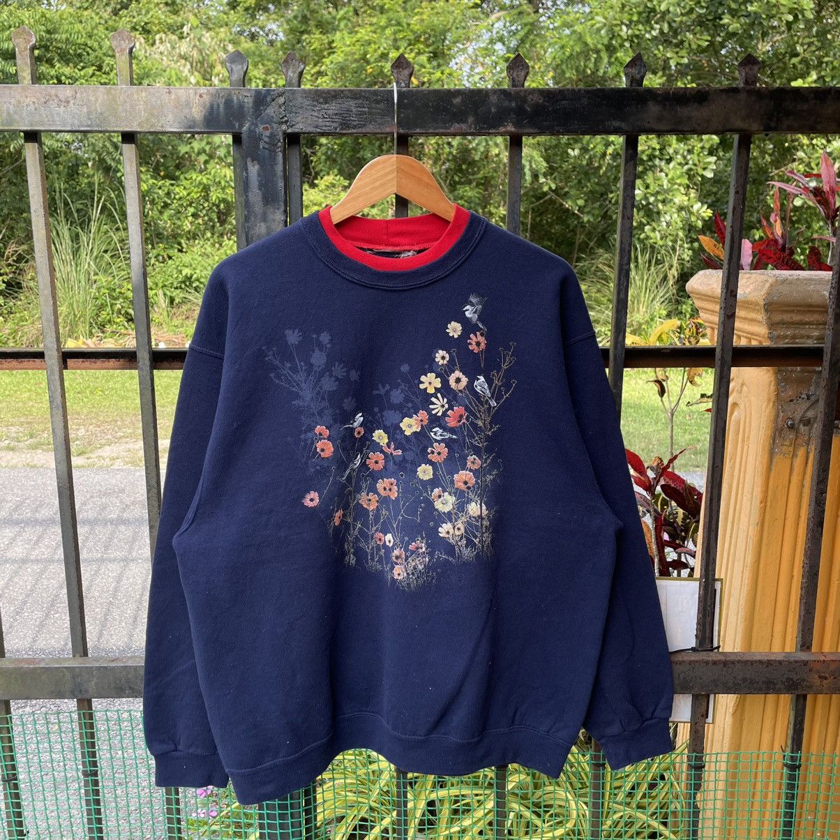 Other 🔥Vintage 90s Flower Cardinals Bird Sweatshirts Size US L / EU 52-54 / 3 - 1 Thumbnail
