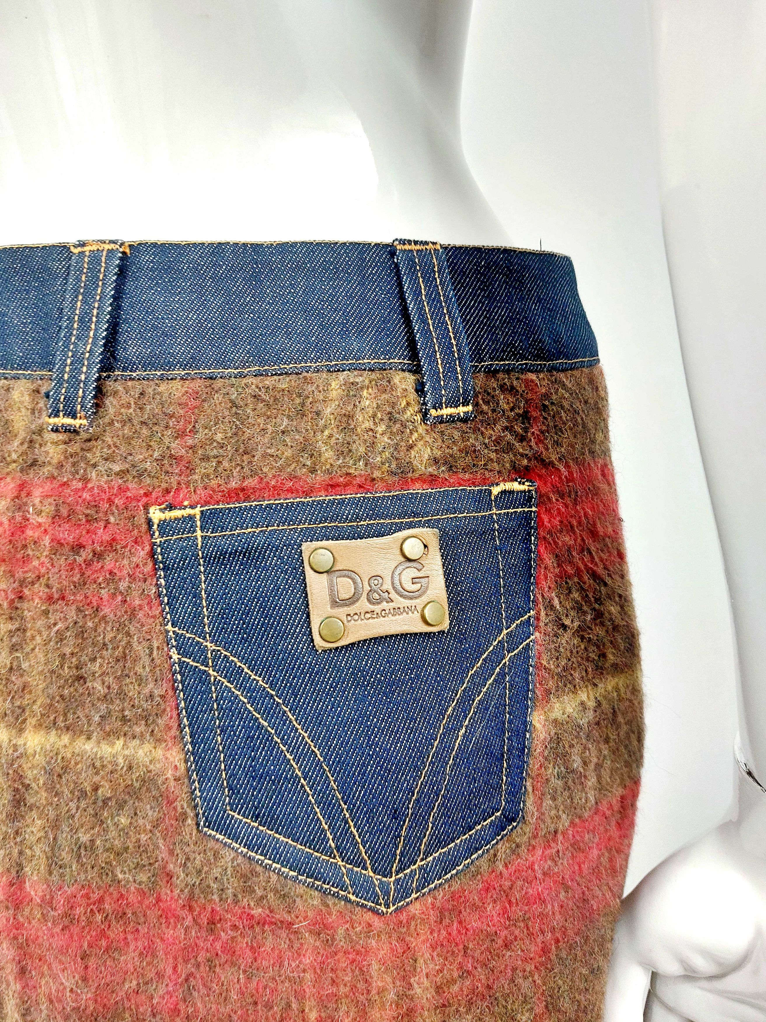 Dolce & Gabbana Dolce Gabbana D&G Tartan Irish Wool Mohair Denim Skirt Size 26" / US 2 / IT 38 - 8 Thumbnail