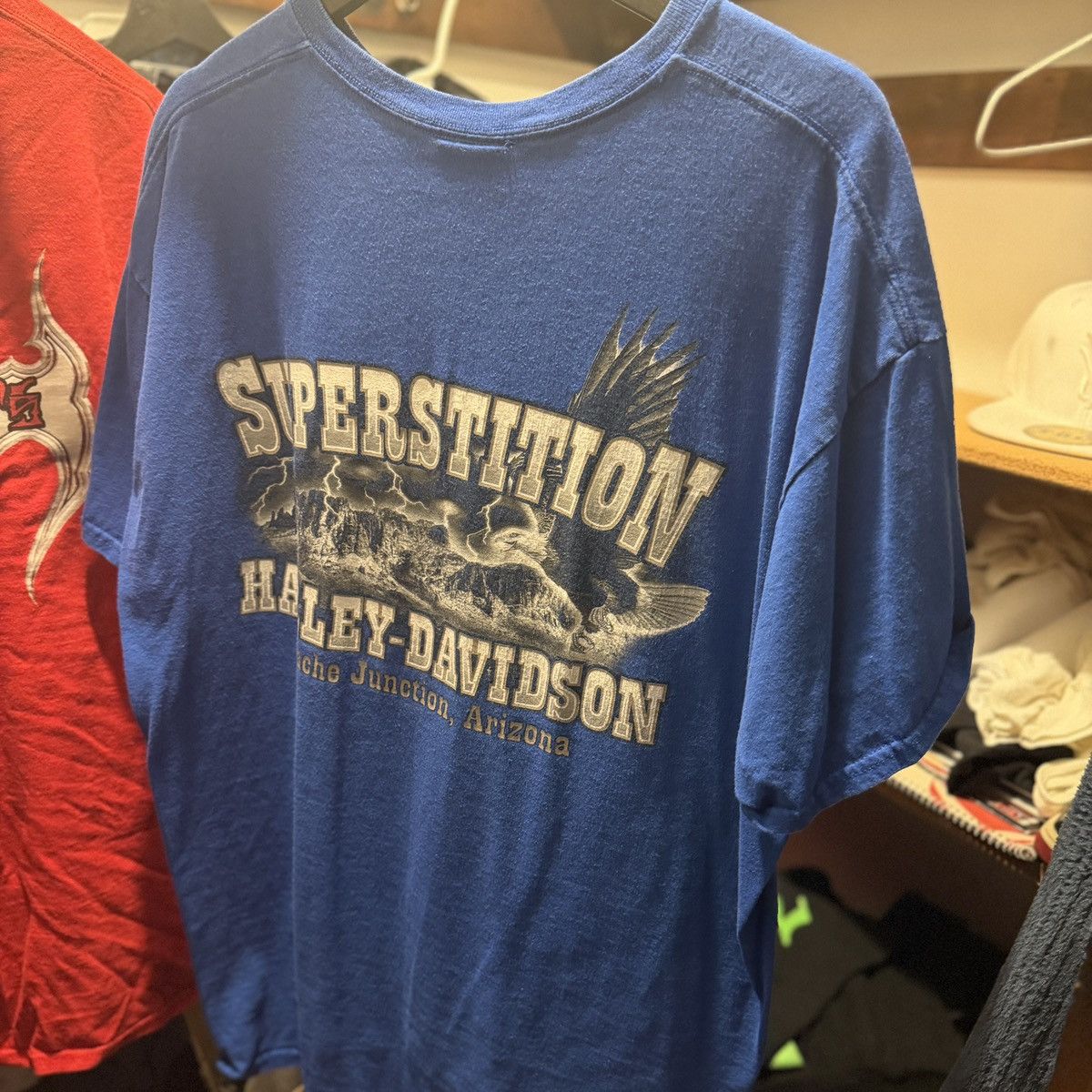Harley Davidson Harley Davidson Tee Vintage Blue Bike 🏍️ 🏙️✈️ Size US XL / EU 56 / 4 - 3 Thumbnail