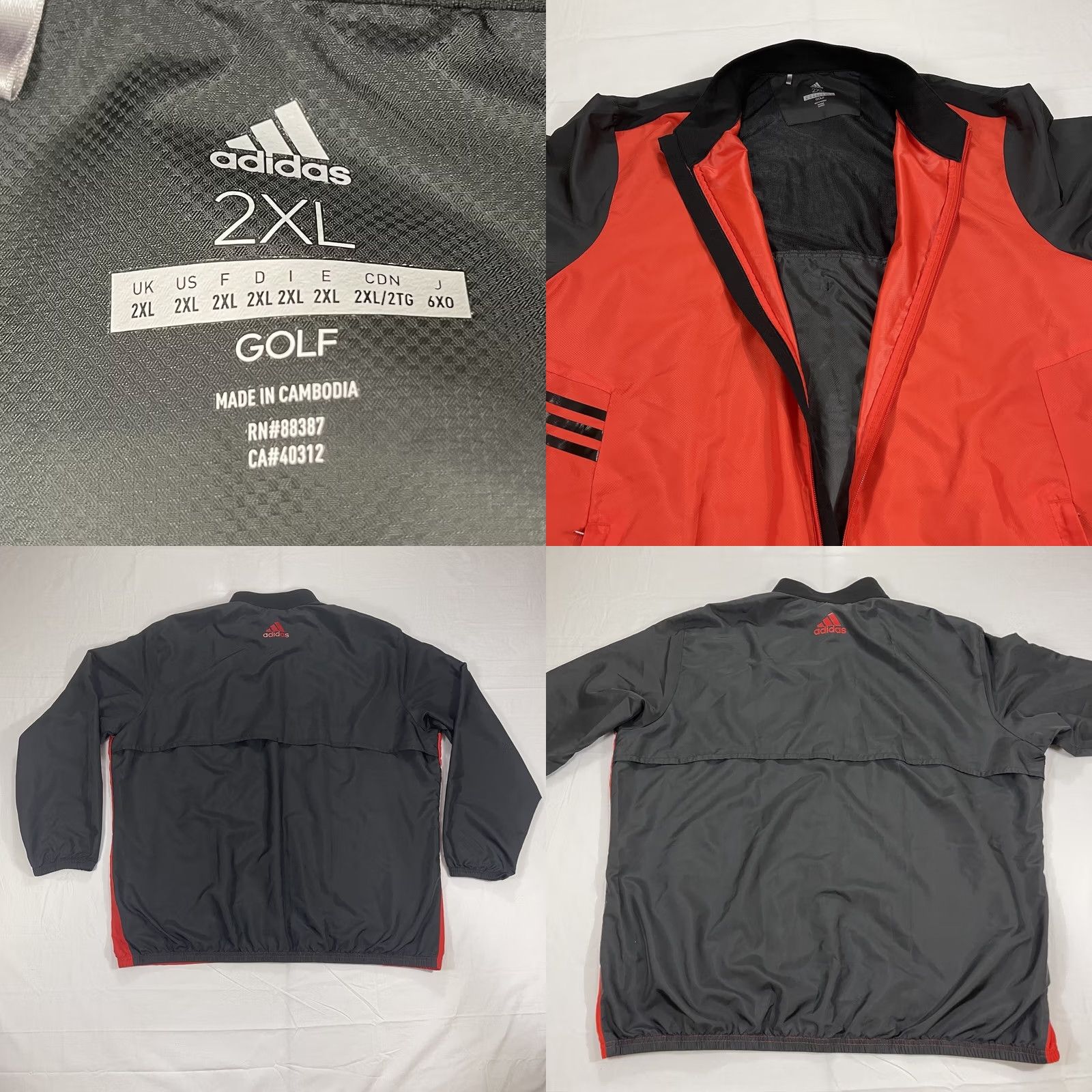 Adidas Adidas Golf Windbreaker 2XL Jacket Mens Red Black 3 Stripes Climaproof CZ8498 Full Zip Vented Moisture Wicking Windproof Pockets Size US XXL / EU 58 / 5 - 10 Thumbnail