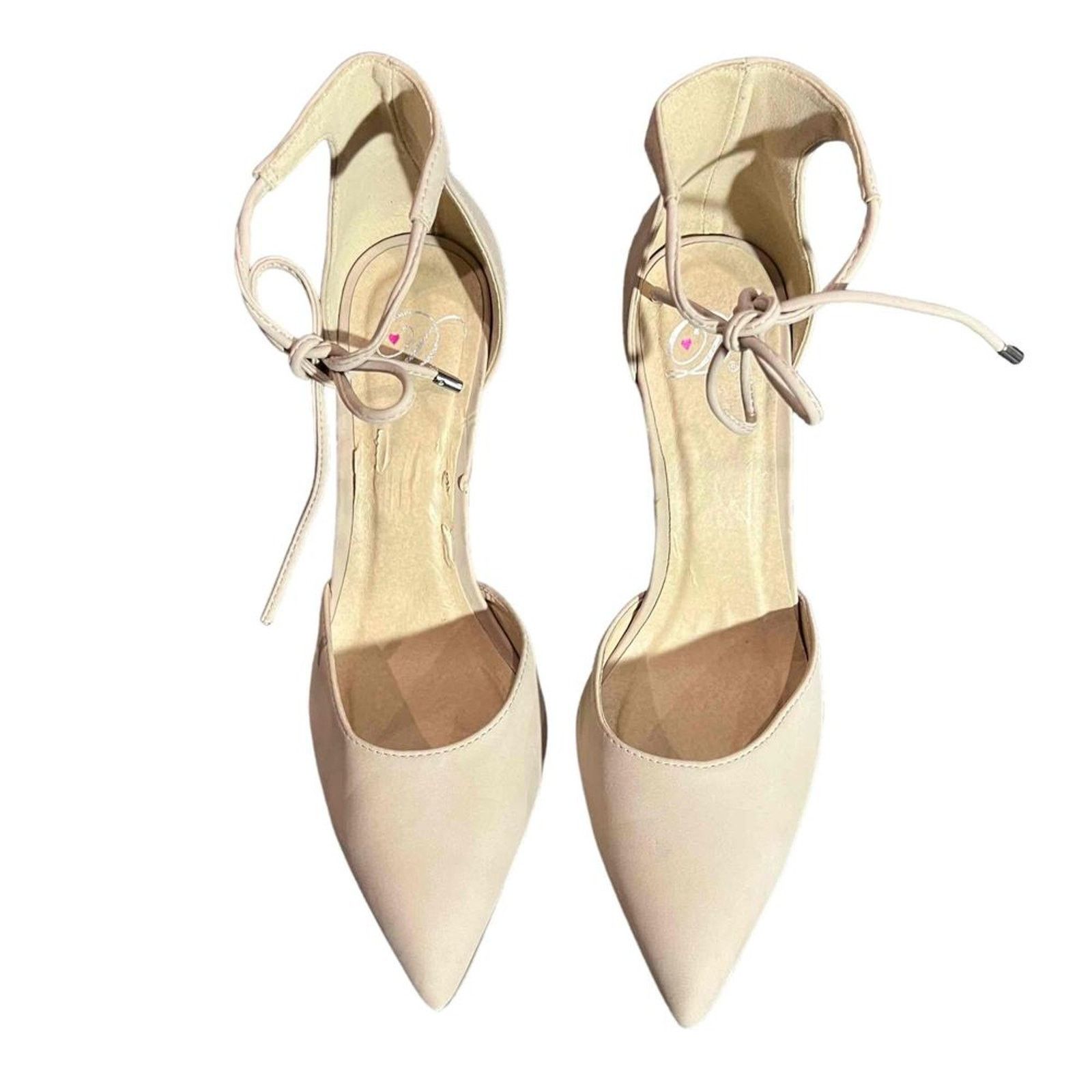 The Unbranded Brand Womens D'Orsay Pumps Beige Pointed Toe Ankle Wrap Size 10M Size US 10 / IT 40 - 4 Thumbnail