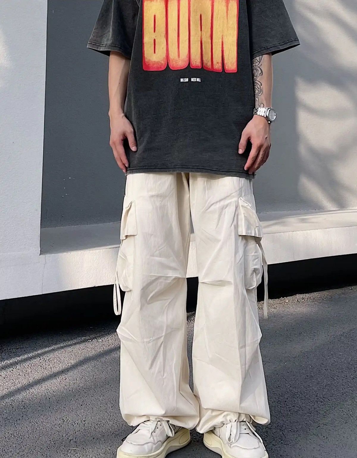 Japanese Brand × Vintage Vintage Wide Leg Pants Loose Ice Silk Cargo Pants Size US 28 / EU 44 - 1 Thumbnail