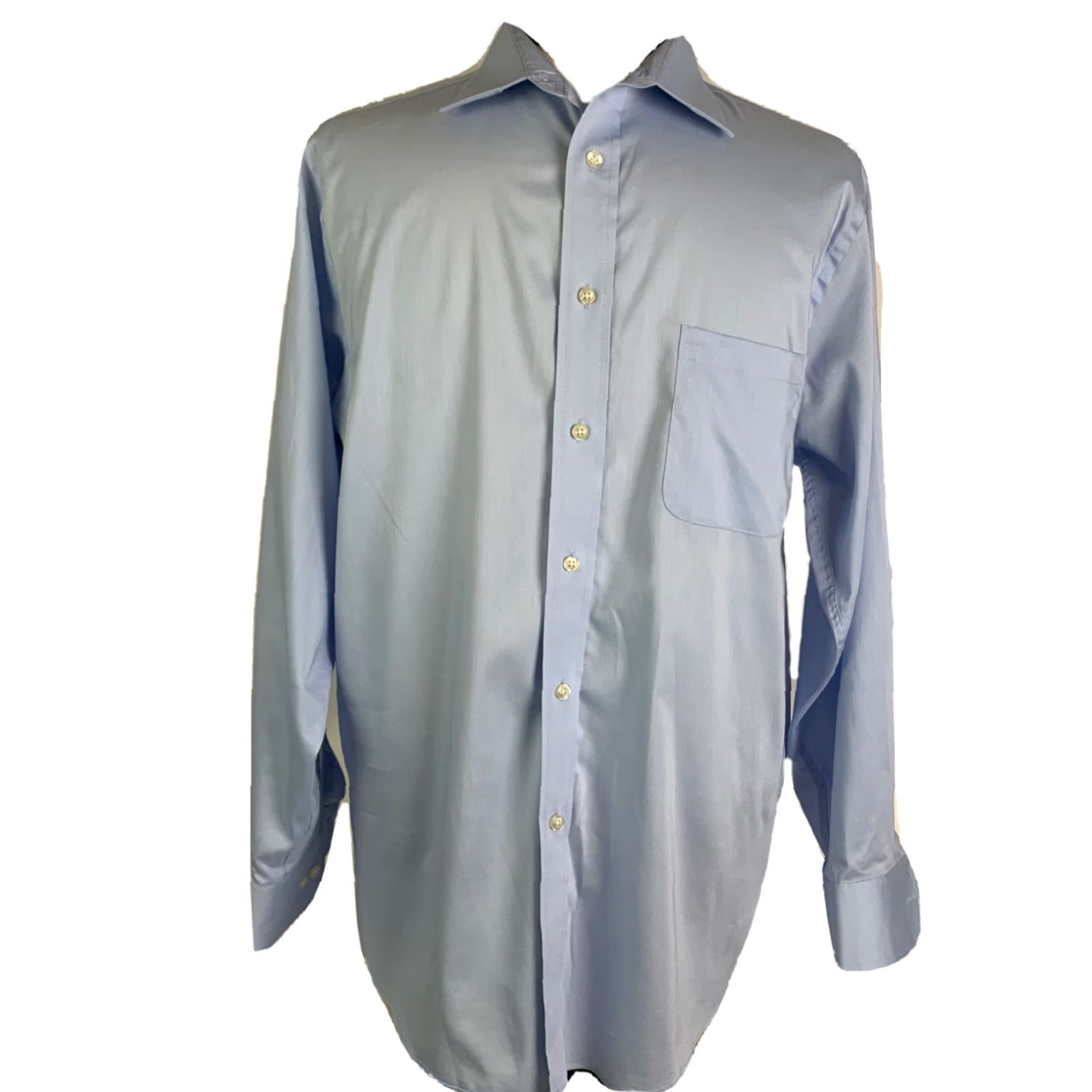 Chaps Chaps Dress Shirt 16 32/33 Men's Blue Comfort Stretch Wrinkle Free Regular Fit Size 42R - 3 Thumbnail