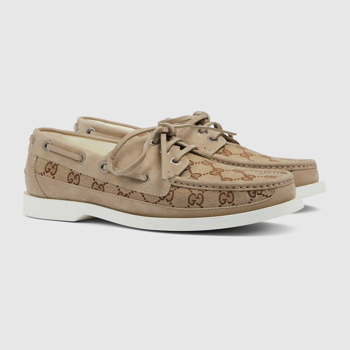 Gucci o1loc1c0625 Original GG Lace-Up Loafers in Beige Size US 7.5 / EU 40-41 - 2 Thumbnail