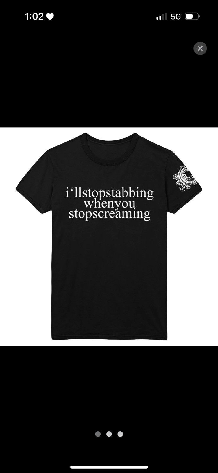 Number (N)ine ‘I’ll stop stabbing when you stop screaming’ Chiodos tee ...