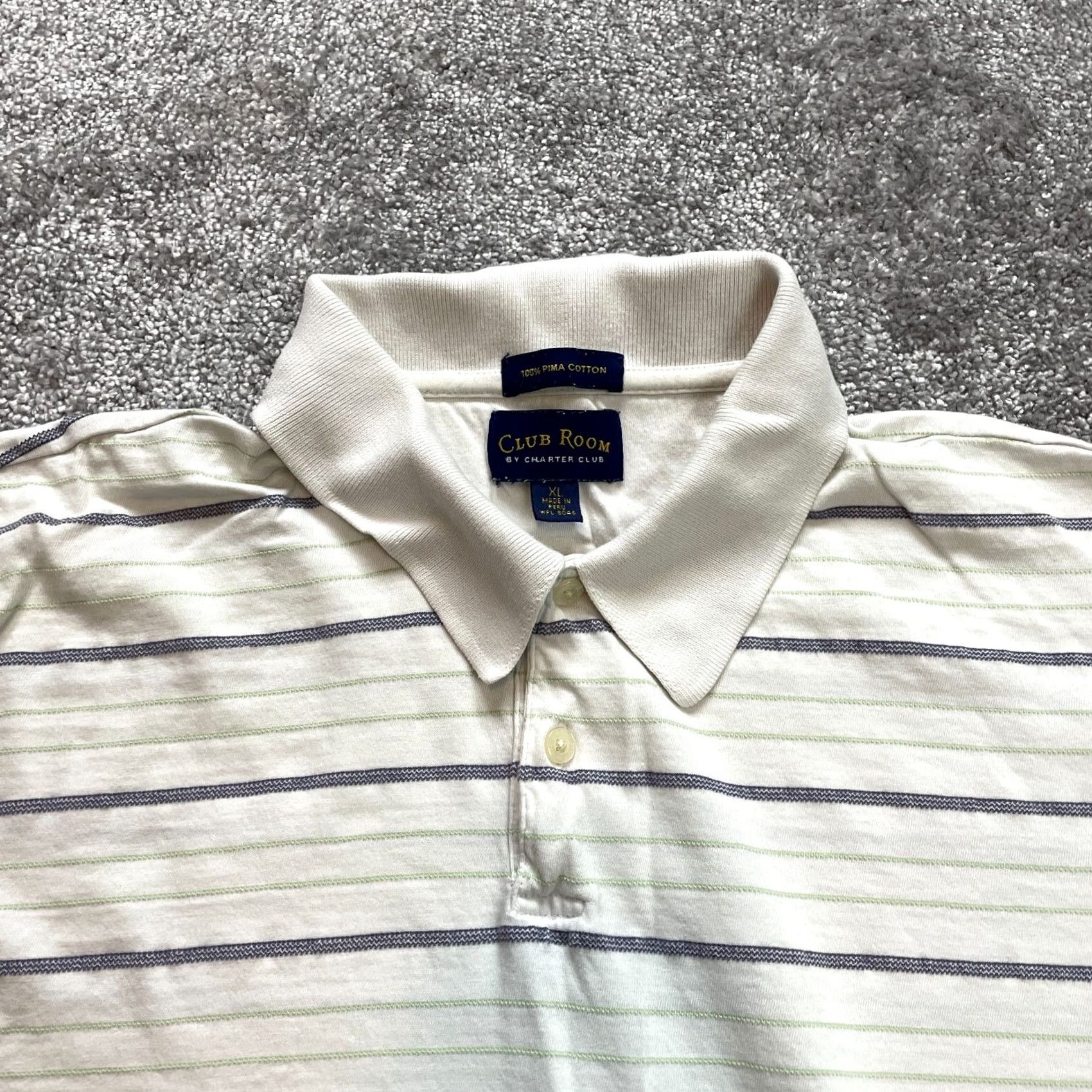 Club Room VINTAGE Club Room by Charter Club Polo Shirt Mens XL White Striped Collared Rugby Golf Size US XL / EU 56 / 4 - 2 Thumbnail