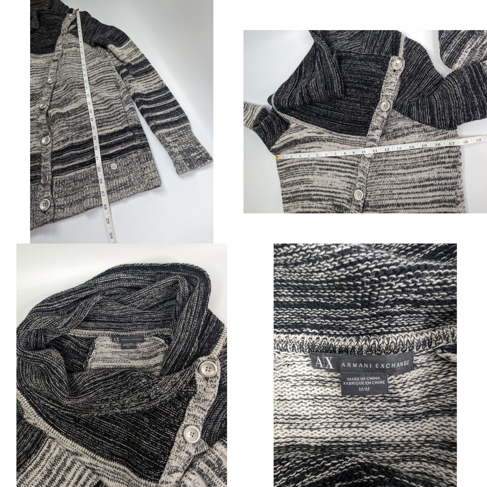 Armani Exchange VINTAGE A/X Armani Exchange Asymmetrical Cowl Neck Striped Cardigan Size Medium Size M / US 6-8 / IT 42-44 - 8 Thumbnail