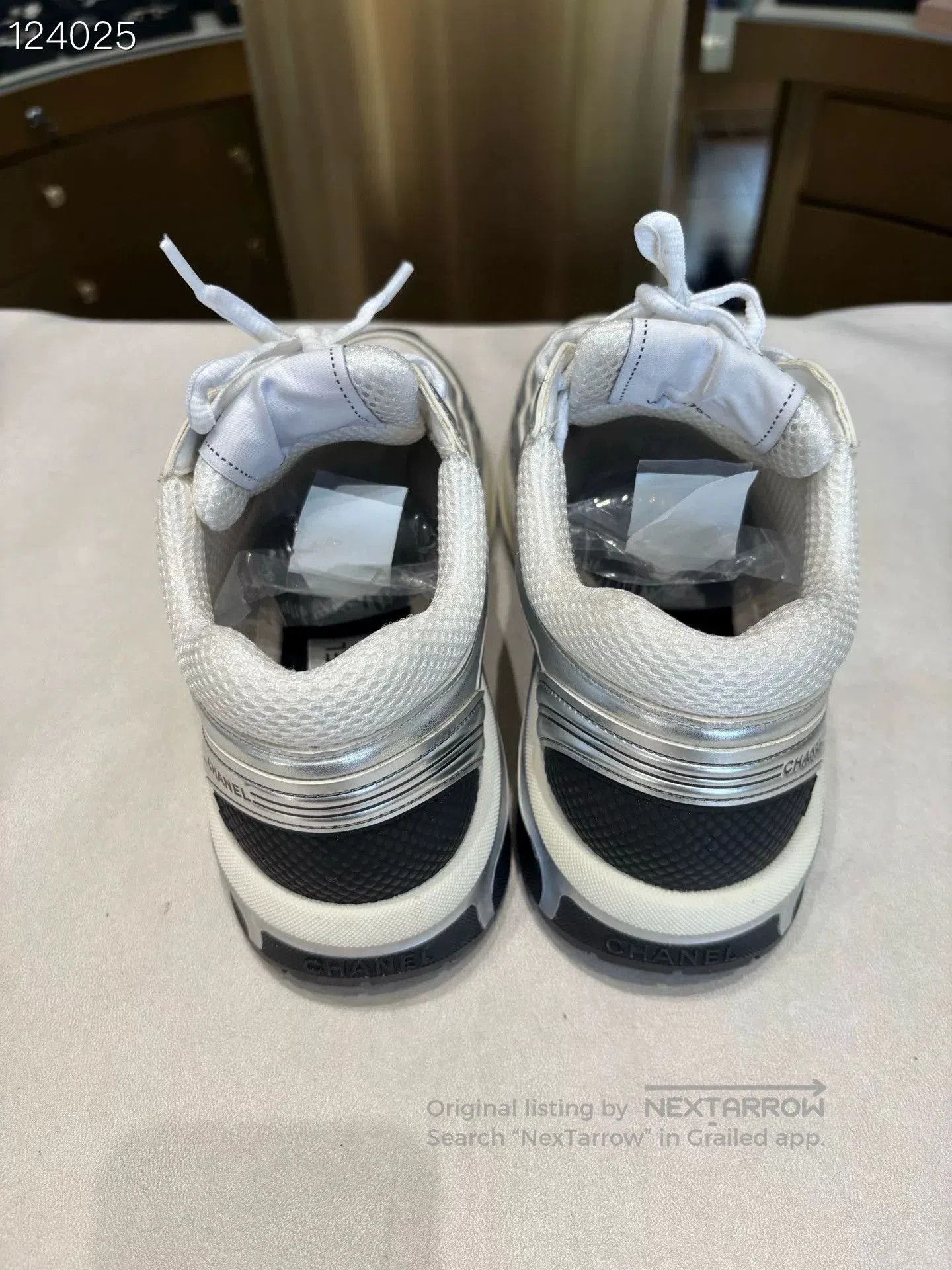 Chanel Chanel Silver Women's Sneakers. Size US 8 / IT 38 - 4 Thumbnail