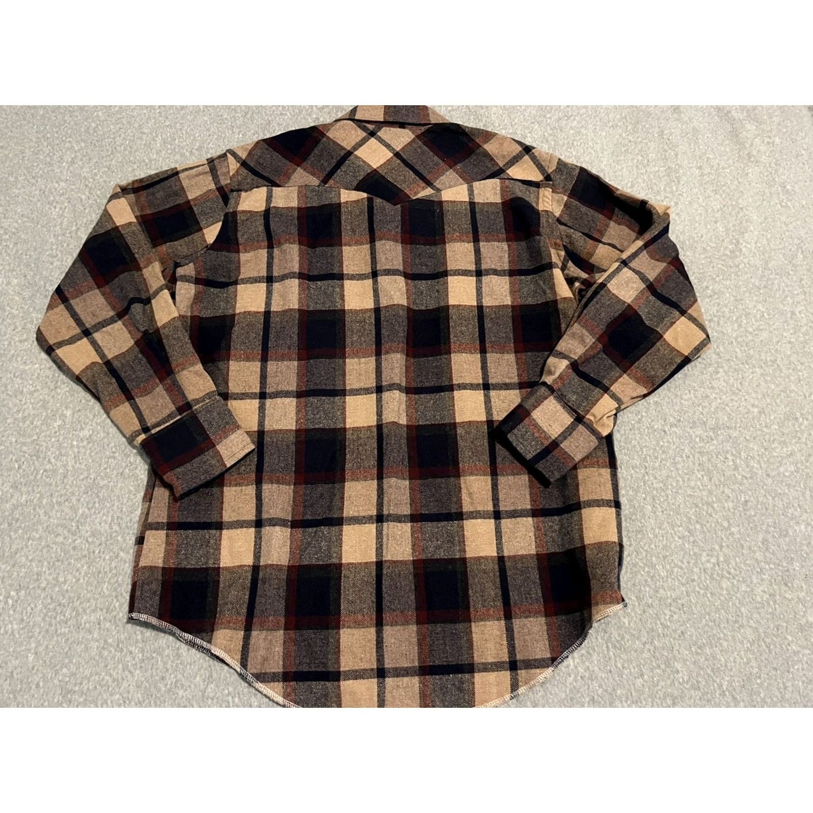 Wrangler Wrangler Western Cowboy Cut Long Sleeve Shirt Pearl Snap Brown Plaid 17.5 x 35 Mens Button-Up Wool Blend Size US XXL / EU 58 / 5 - 5 Thumbnail