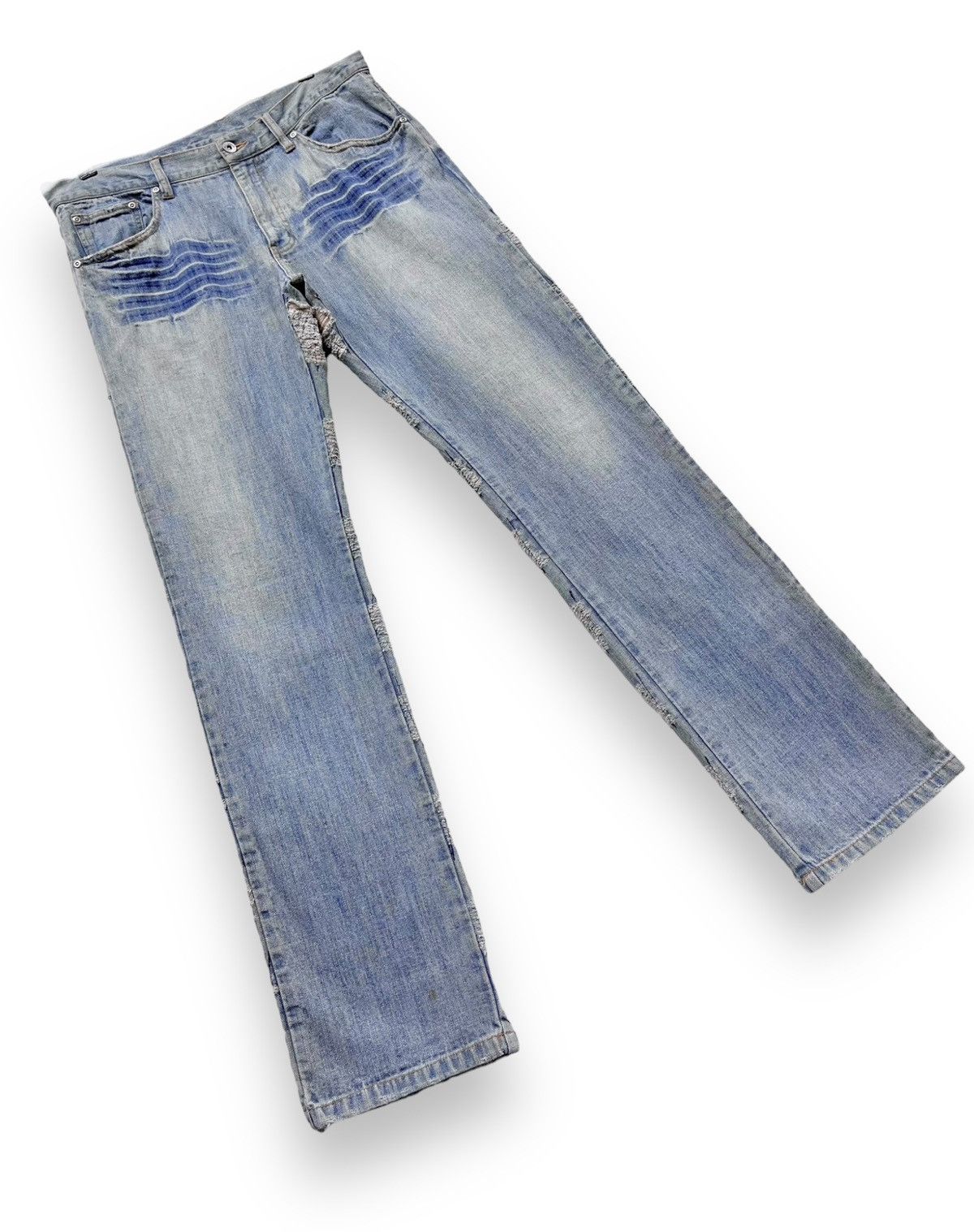 Japanese Brand 🔥RARE🔥Vtg GUMU INTERNATIONAL Designer Distressed Lightwash Size US 32 / EU 48 - 5 Thumbnail
