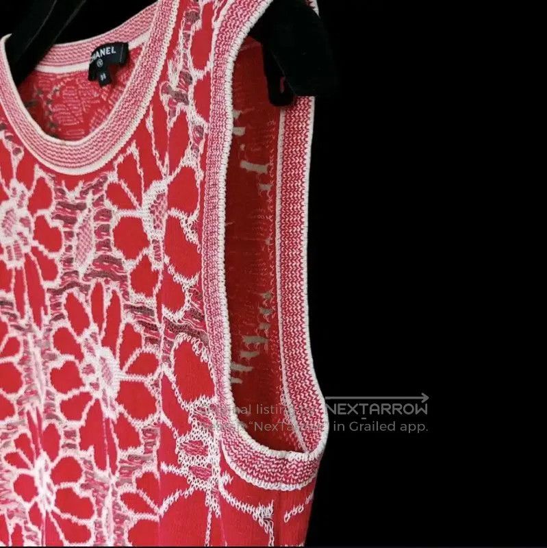 Chanel Chanel Red Floral Embroidered Dress, Size S . Size S / US 4 / IT 40 - 2 Thumbnail