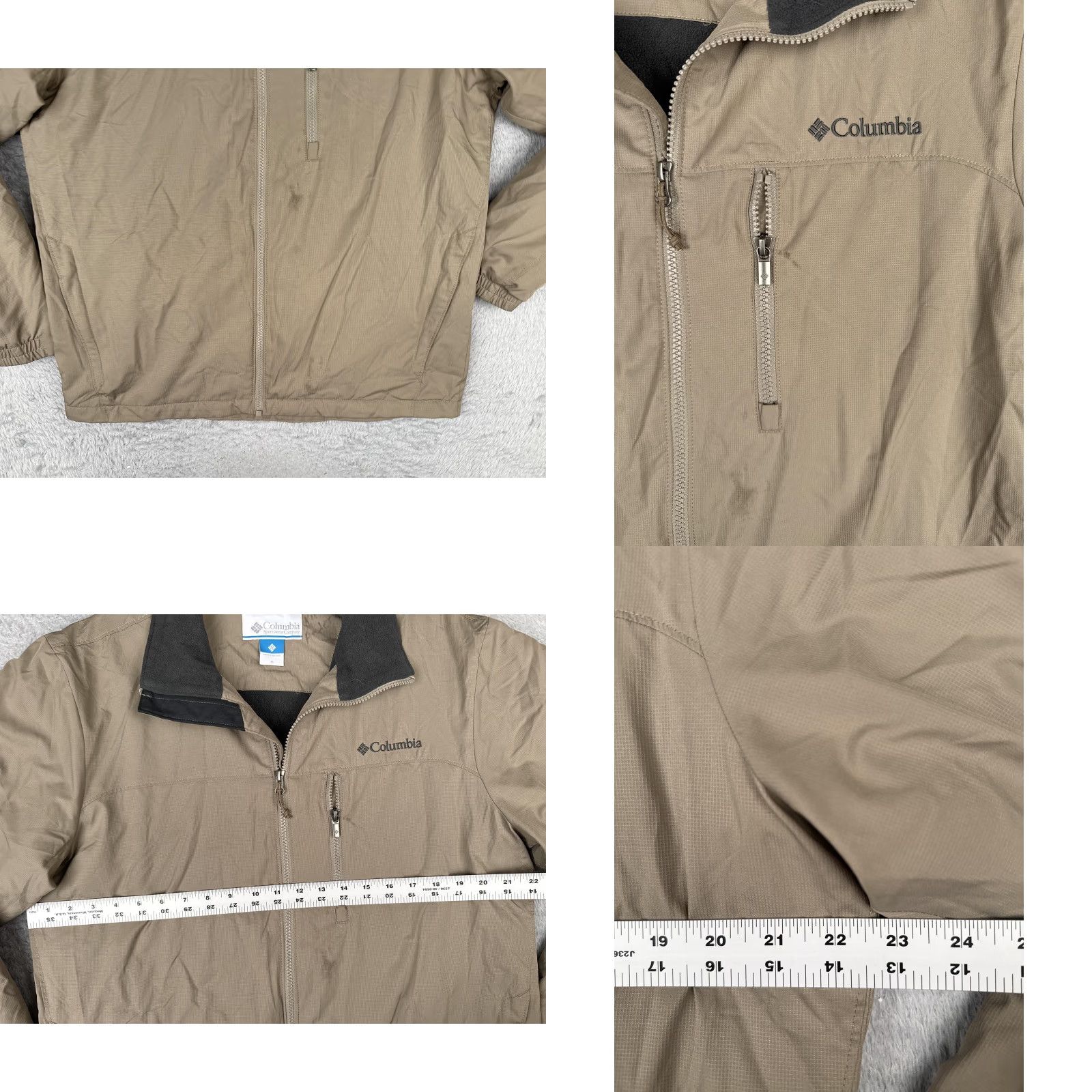 Vintage Columbia Jacket Mens M Beige Fleece Full Zip Windbreaker Outdoor Casual Hiking Walking Outdoor Windbreaker Mens Beige Jacket Size US M / EU 48-50 / 2 - 8 Thumbnail