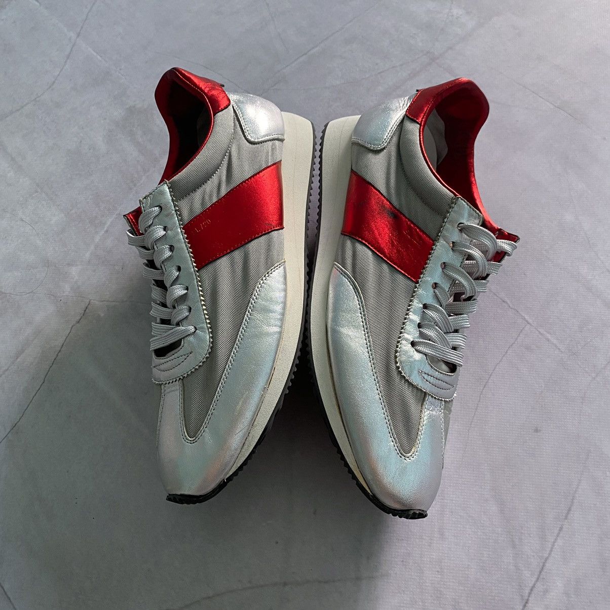 Designer × Saint Laurent Paris Saint Laurent Paris Silver/Red Sneakers Shoes Size US 12 / EU 45 - 3 Thumbnail
