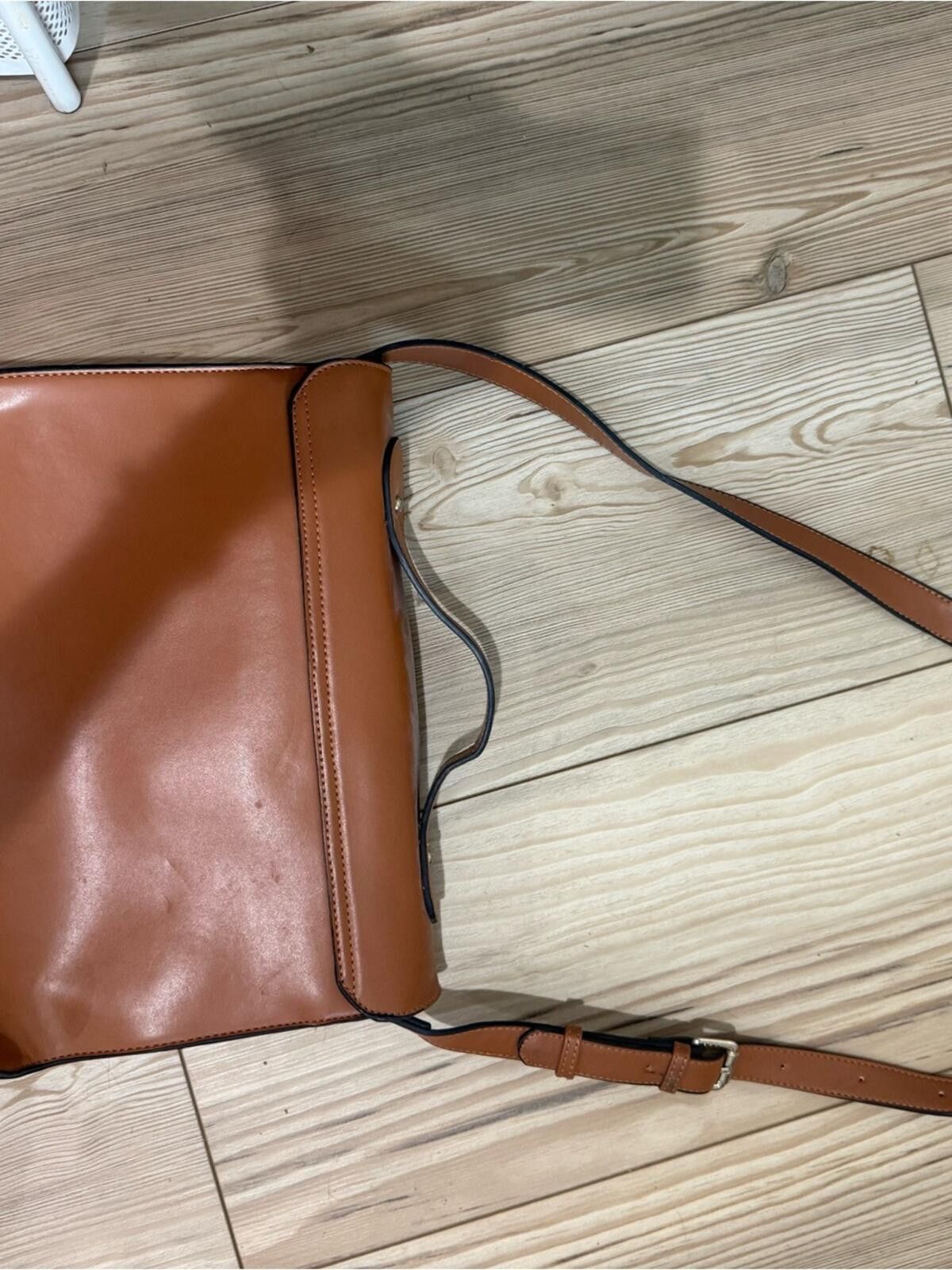 Robyn Lynch Tan Leather Satchel with Red Tartan Front Pocket Size ONE SIZE - 4 Thumbnail