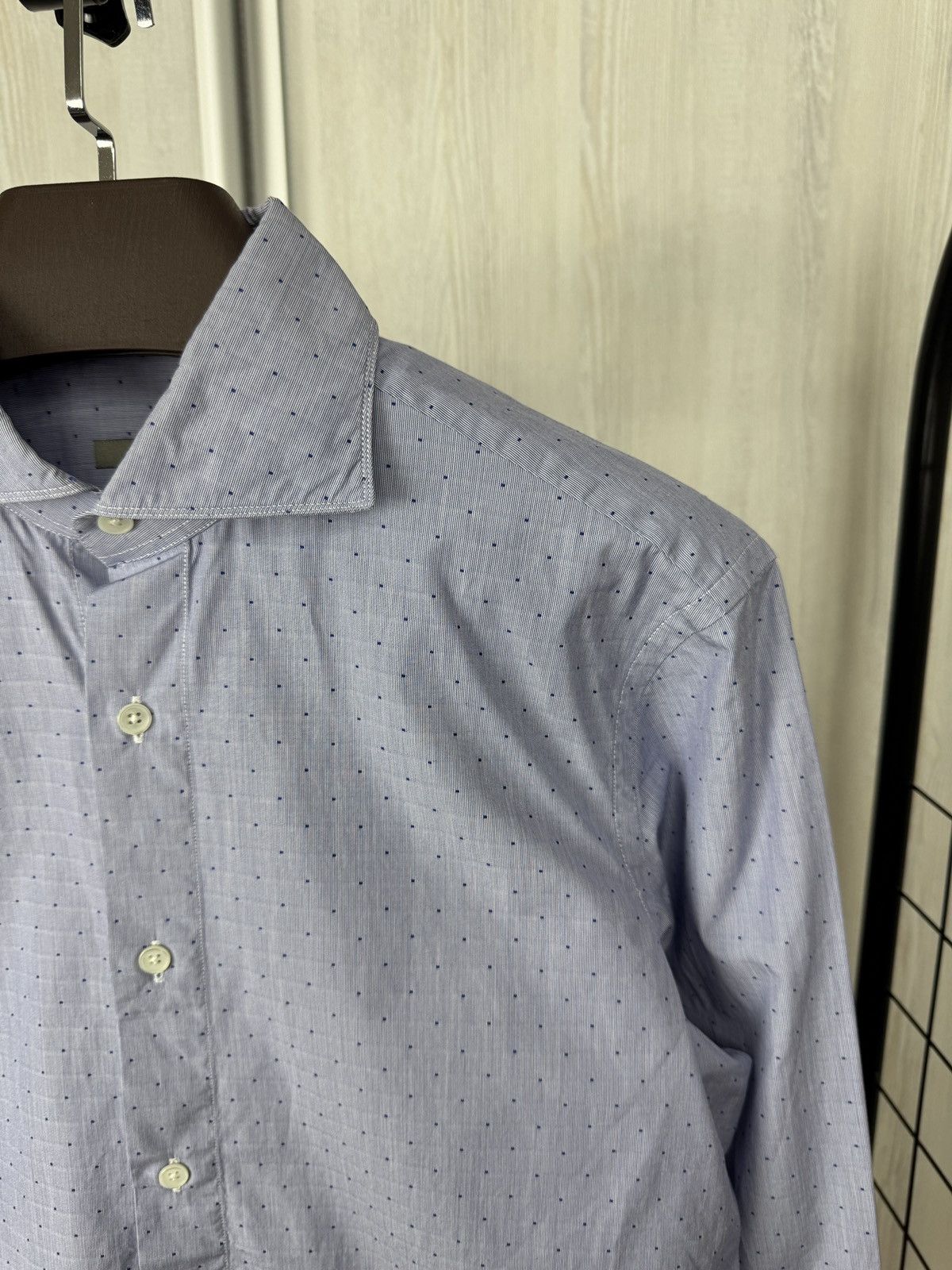 Boglioli Boglioli Dover polka dot pattern blue long sleeve shirt Size US L / EU 52-54 / 3 - 4 Thumbnail