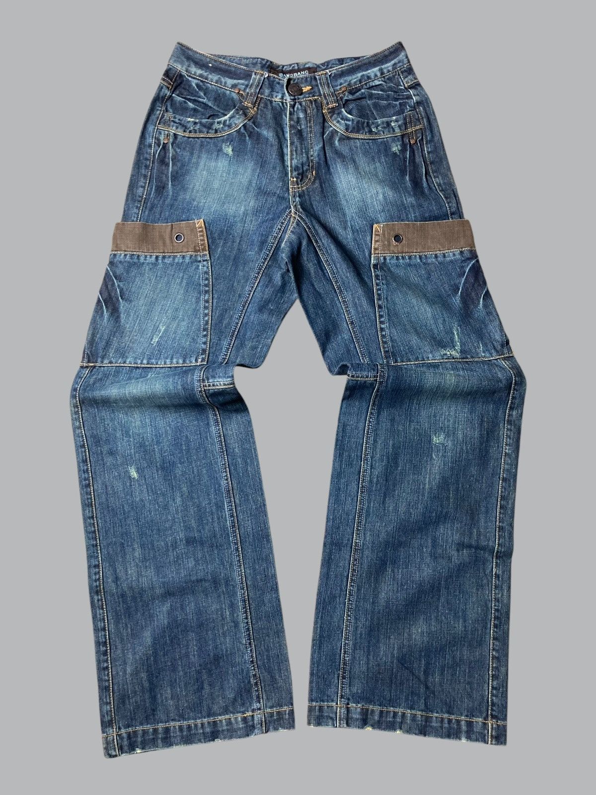Hysteric Glamour × Japanese Brand × Tornado Mart BANGBANG Cargo Baggy Distressed Jeans Size US 29 - 1 Thumbnail