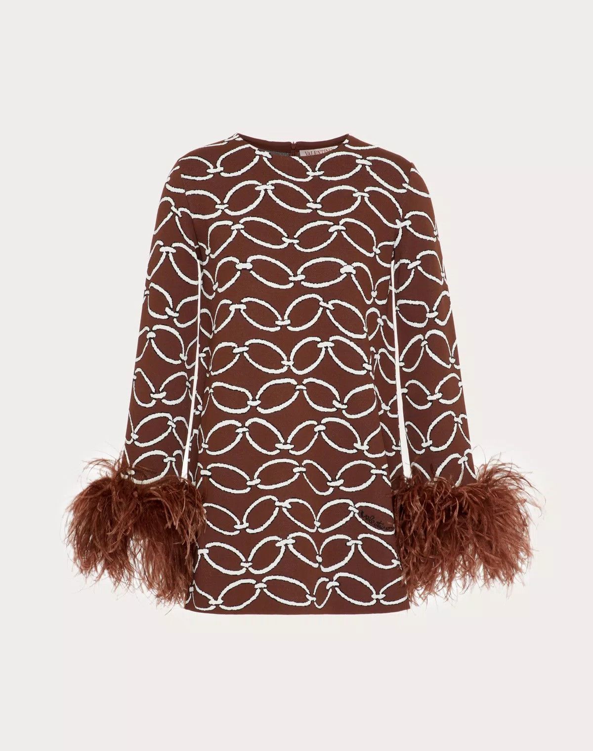 Valentino o1s1wg111125 Jacquard Viscose Jumper Sweater in Brown/White Size M / US 6-8 / IT 42-44 - 1 Thumbnail