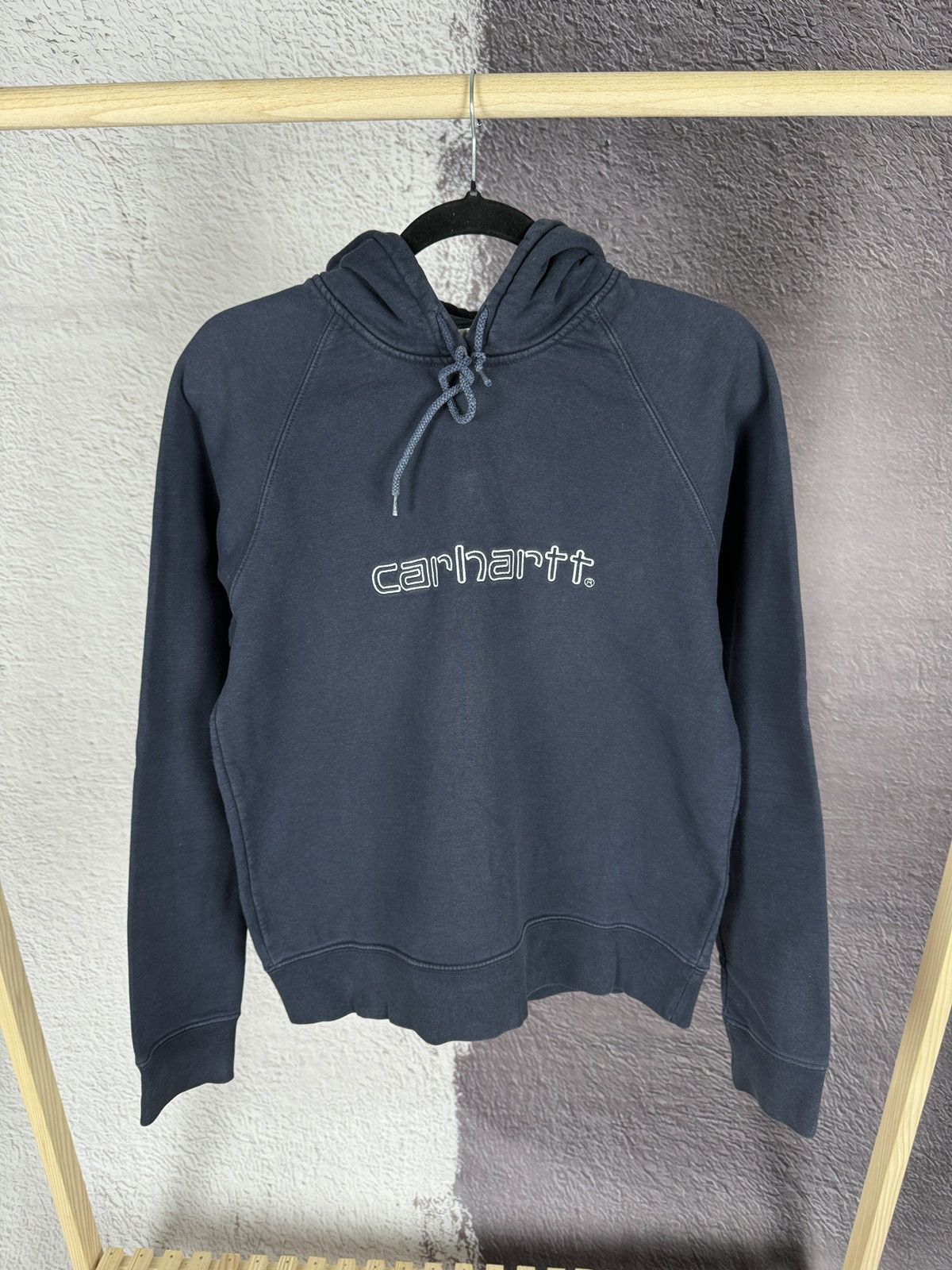 Carhartt × Vintage Carhartt vintage big embroidered logo blue hoodie Size L / US 10 / IT 46 - 2 Thumbnail