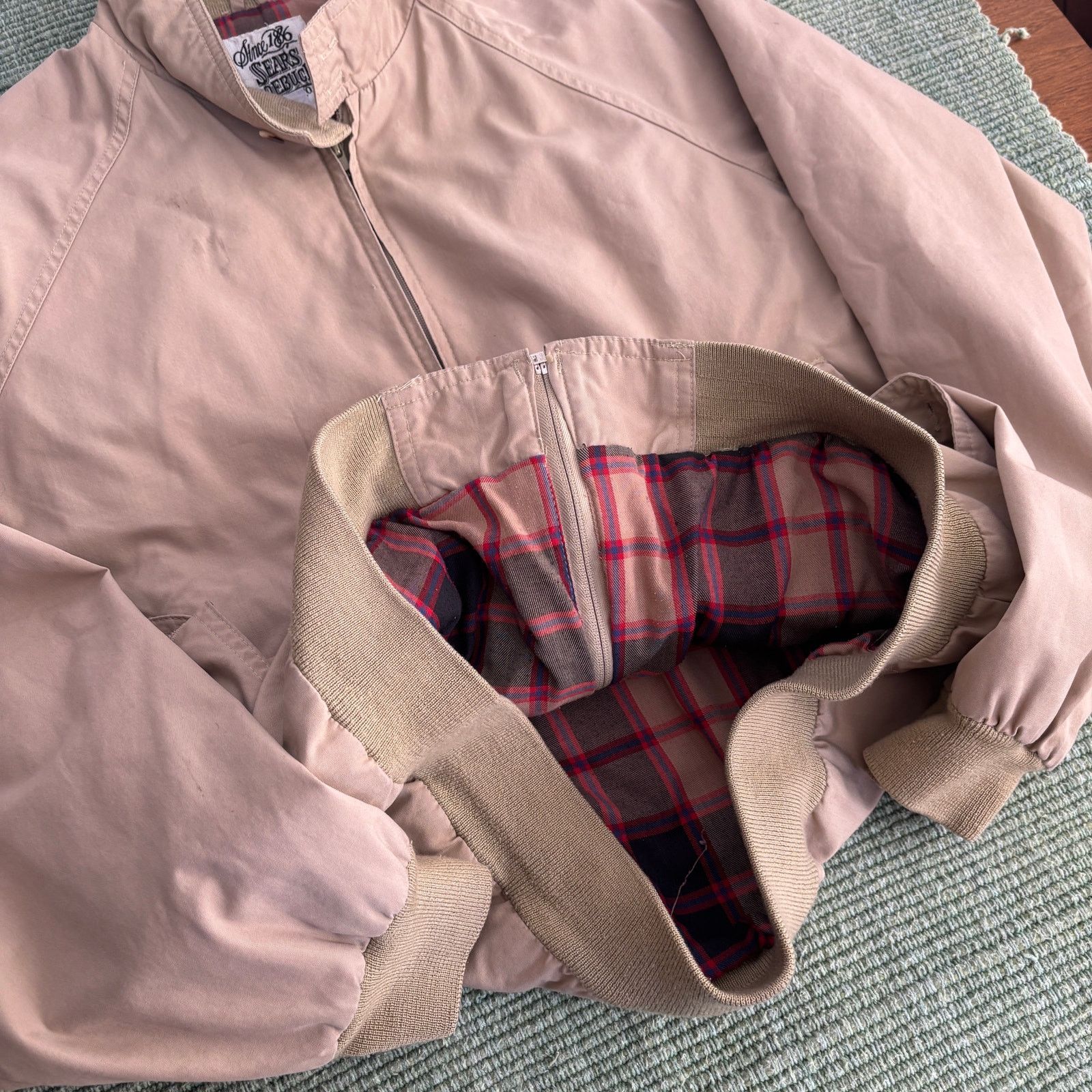 Sears Vintage Sears & Roebuck tan flannel lined bomber jacket Size US L / EU 52-54 / 3 - 6 Thumbnail