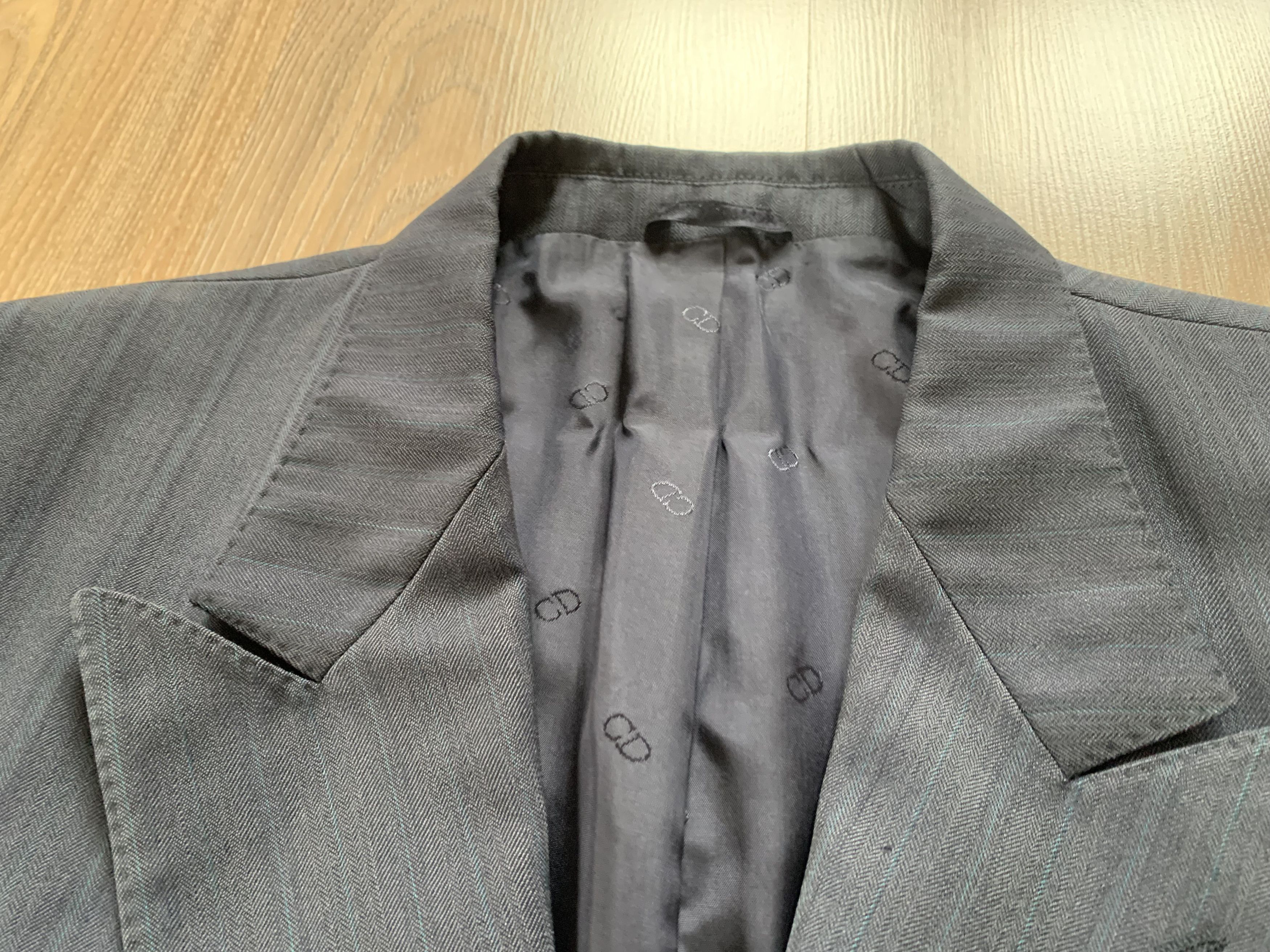 Christian Dior Monsieur Christian Dior Vintage Navy Blue Wool Stripe Blazer Size 42R - 6 Thumbnail