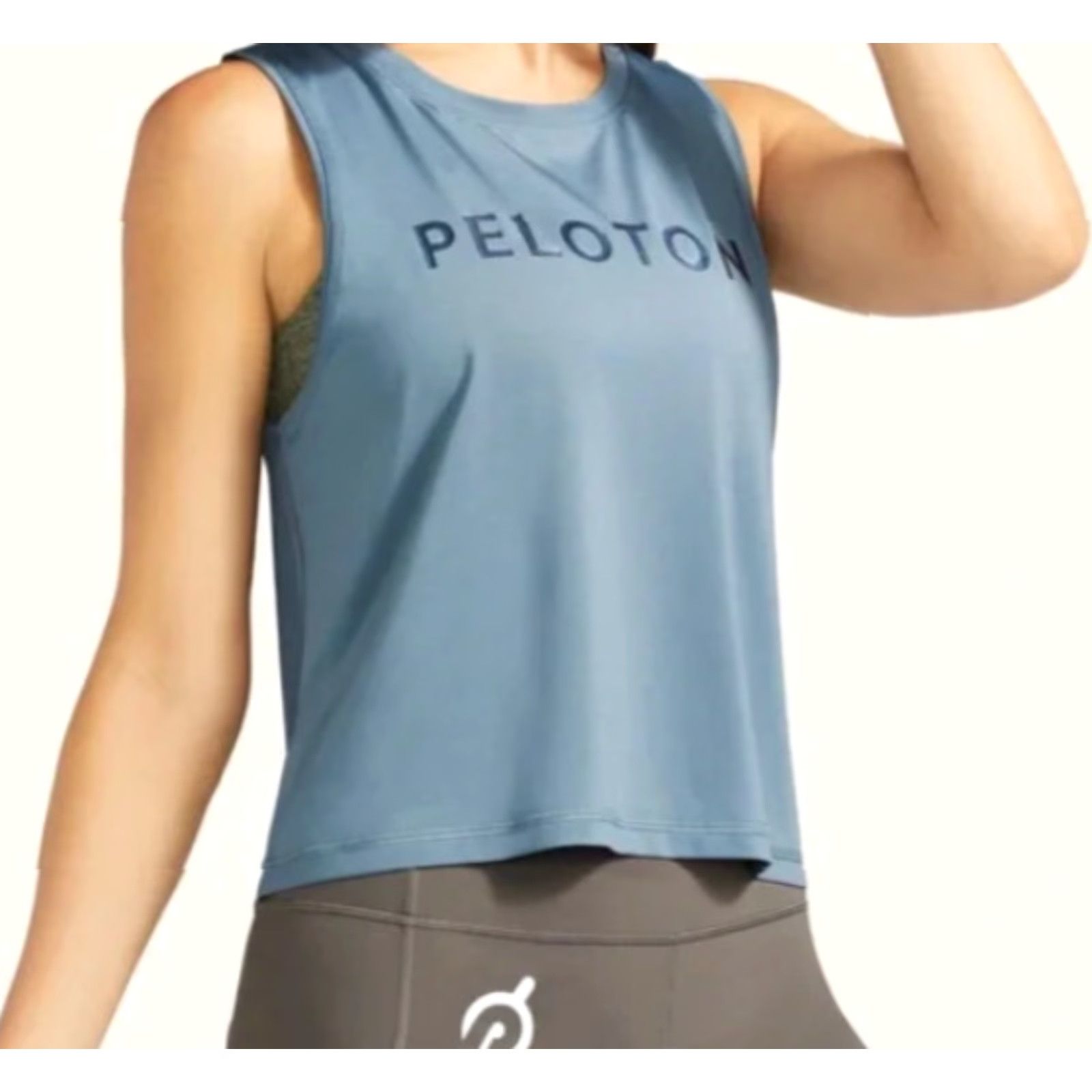 Vintage Peloton Tank Top Cropped Distance Muscle Women 2XL Blue Racerback Built-In Bra Moisture Wicking UV Protection Activewear Shirt Size XXL / US 16-18 / IT 52-54 - 6 Thumbnail