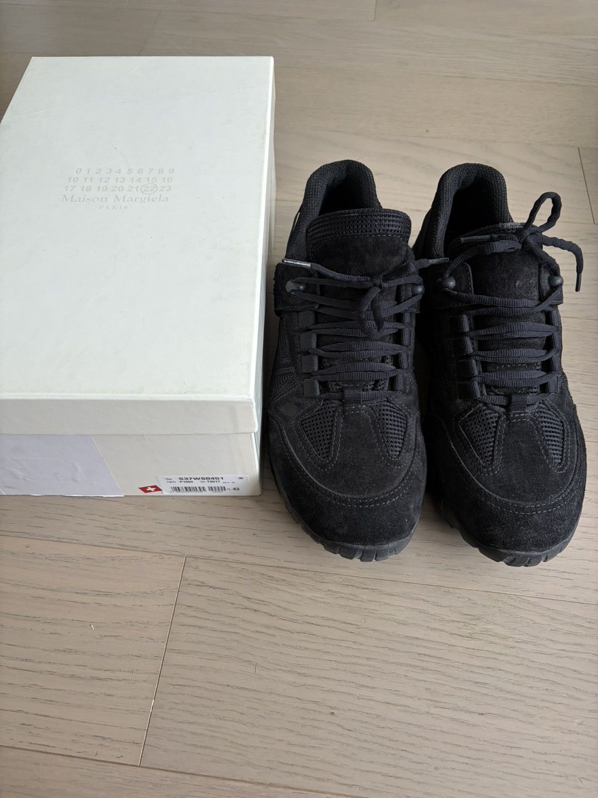 Maison Margiela Maison Martin Margiela Black Suede Leather Security Sneakers Size US 10 / EU 43 - 2 Thumbnail