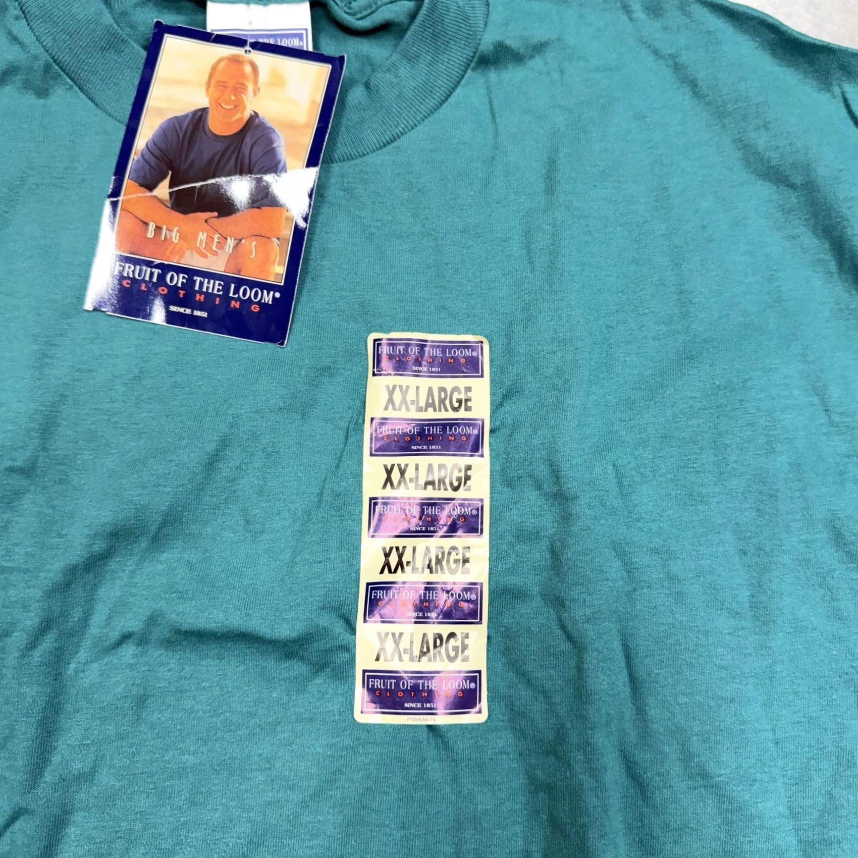 Fruit Of The Loom VINTAGE Fruit Of The Loom Shirt Mens 2XL Green Crew Neck Tee Short Sleeve Big & Tall Mens 90s Size US XXL / EU 58 / 5 - 2 Thumbnail