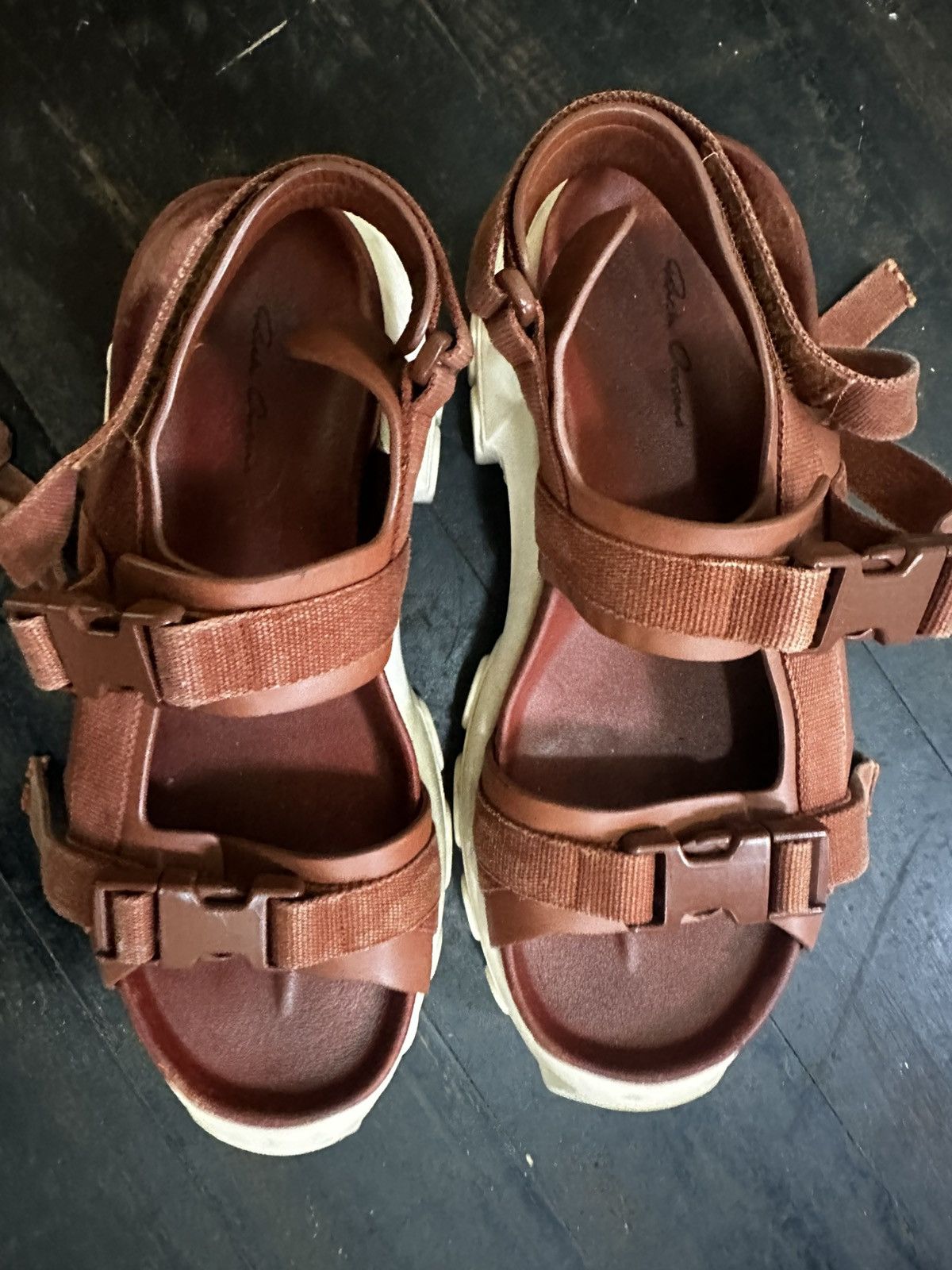 Rick Owens Rick Owens Brown Leather Chunky Tractor Sandals Size US 7 / EU 40 - 5 Thumbnail