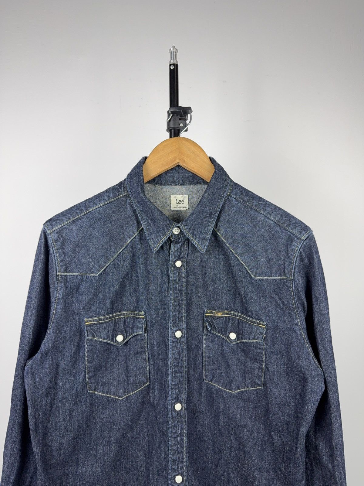 Lee Lee Slim Western Cowboy USA Denim Shirt Blue Snap Button L Size US L / EU 52-54 / 3 - 2 Thumbnail