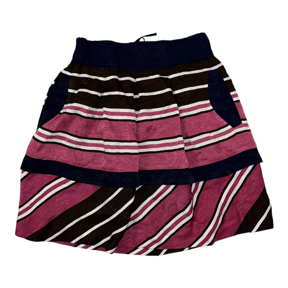 Designer Anthropologie l Maeve Striped Ruffle Skirt Size 0 Size 25" / US 0 / IT 36 - 2 Thumbnail