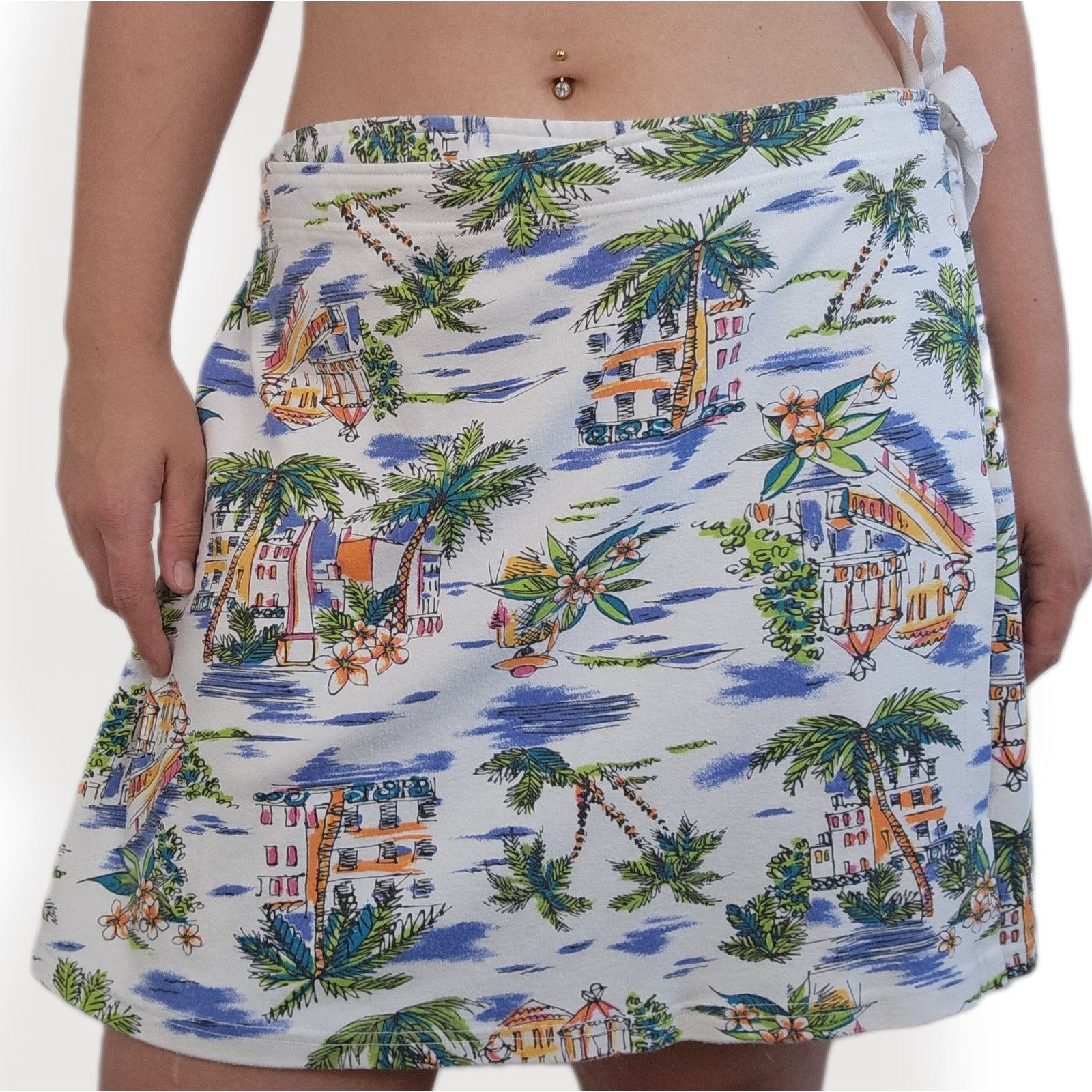 Vintage Beach Vacation Theme Skort White Stag Palm Tree Plus Size XL Size 38" / US 16 / IT 52 - 1 Thumbnail