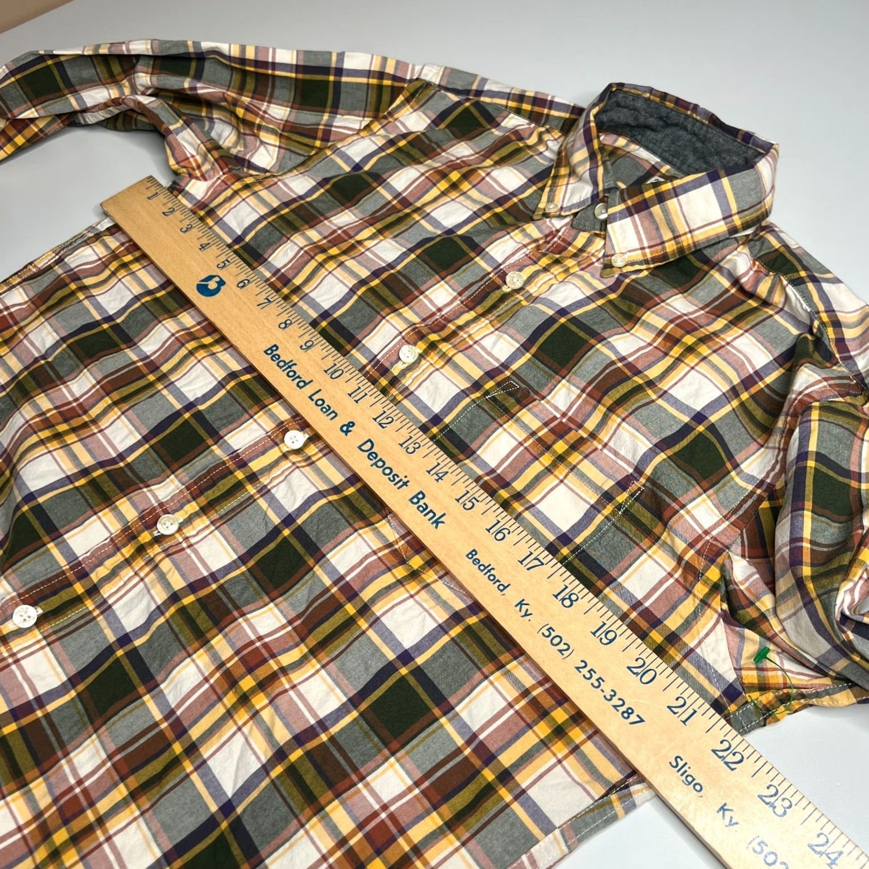 J.Crew J.CREW Tailored Shirt Mens M Yellow Green Plaid Cotton Button-Down Long Sleeve Size US M / EU 48-50 / 2 - 4 Thumbnail
