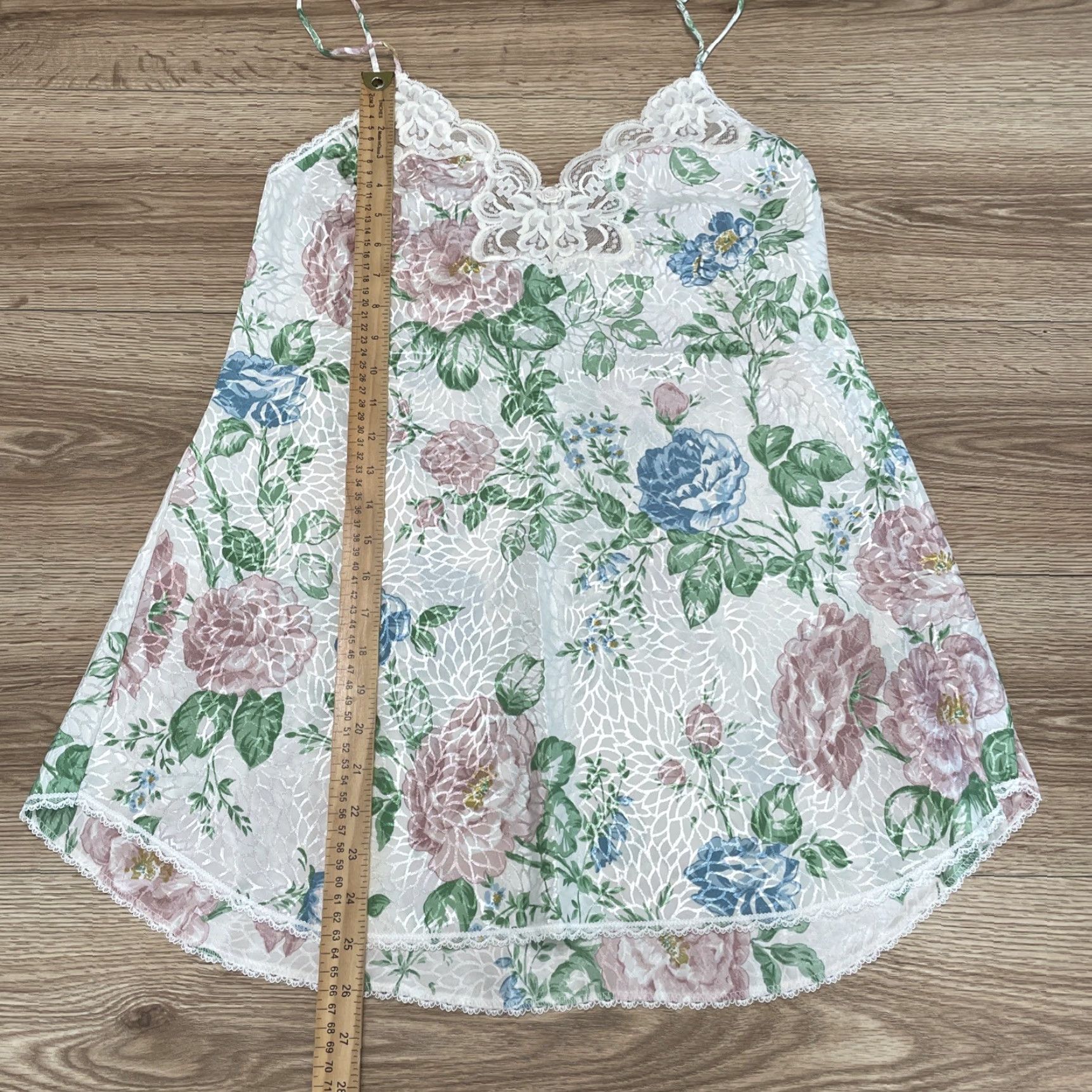 Vintage VINTAGE Deena Women's Sleep Set 2 Piece Floral Tank Camisole Top & Tap Pants Size Medium White Size M / US 6-8 / IT 42-44 - 4 Thumbnail