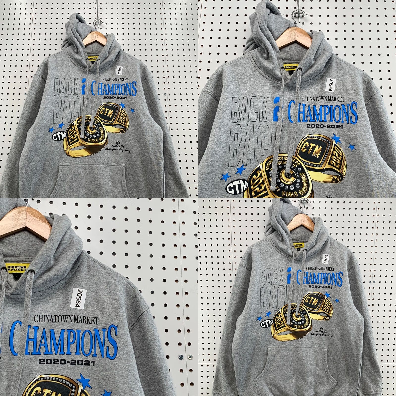 Vintage Chinatown Market Hooded Pullover Sweatshirt Gray Mens L Rings Champions 24x31 Size US L / EU 52-54 / 3 - 8 Thumbnail