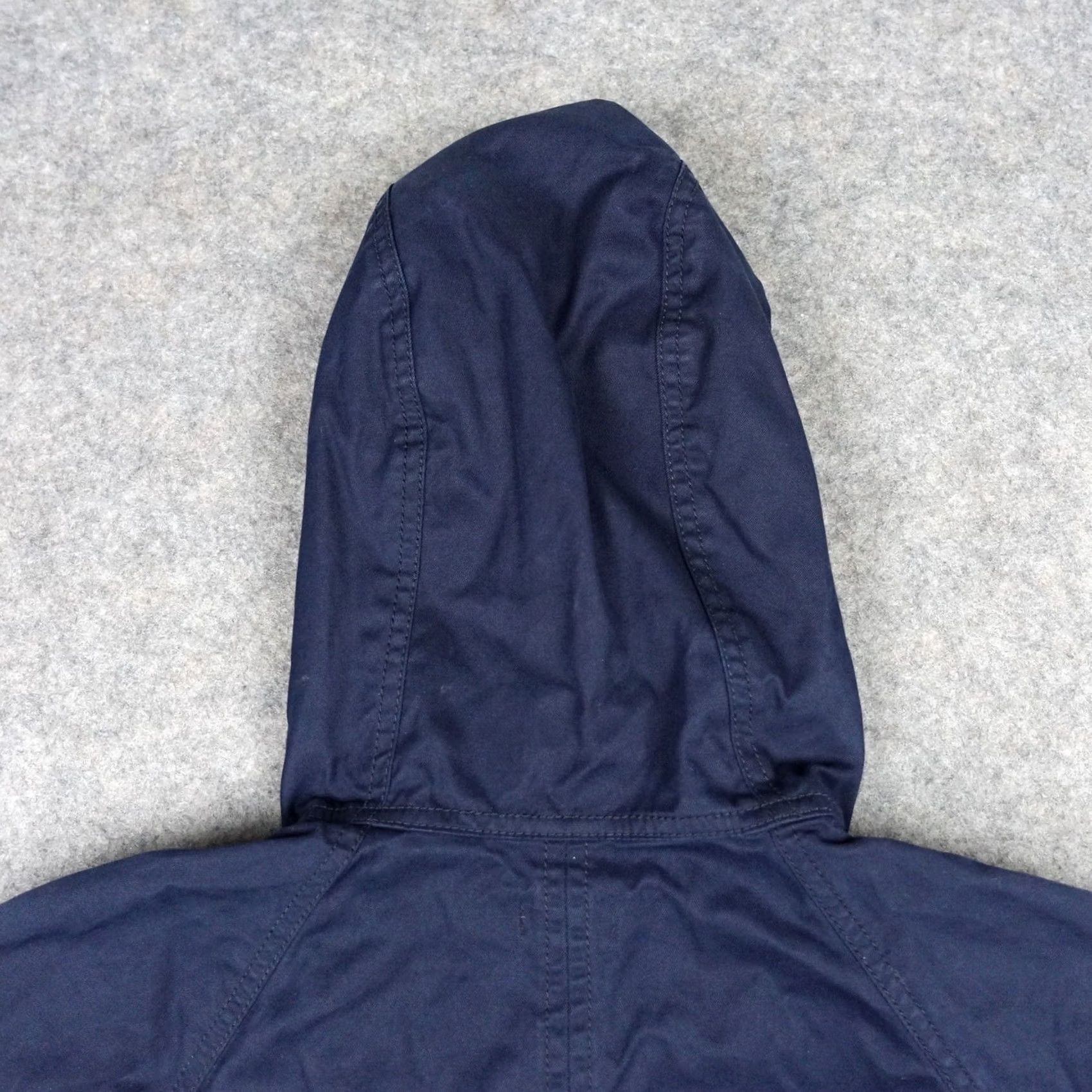 J.Crew VINTAGE? No — J.CREW Hooded Coat Parka Jacket Womens 6 Navy Blue Cotton Belted Buckle Trench Coat Size M / US 6-8 / IT 42-44 - 7 Thumbnail
