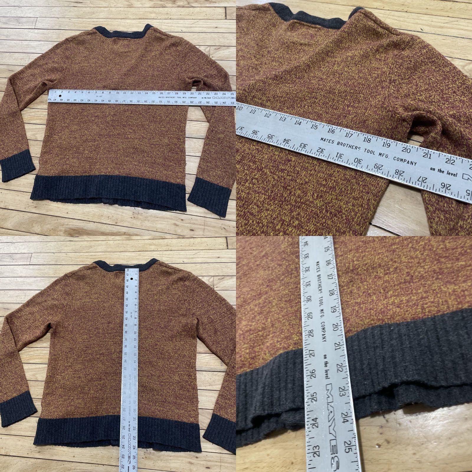 Vintage O'Hanlon Mills Lambs Wool Cardigan Sweater Rust Gray Marled Knit Pockets Men's S Size US S / EU 44-46 / 1 - 8 Thumbnail
