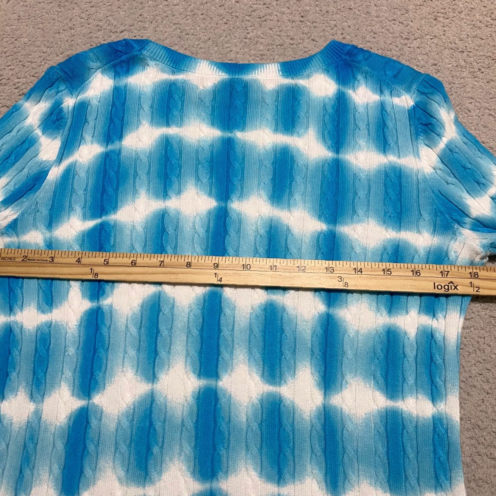 Talbots Talbots Womens Small Sweater Blue Geometric Long Sleeve Crew Neck Cable Knit Size S / US 4 / IT 40 - 7 Thumbnail
