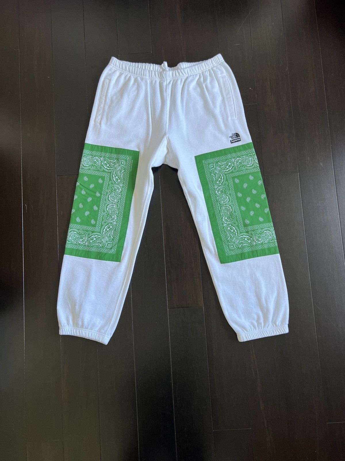 image of Supreme x The North Face White With Green Bandana Sweat Pants, Men's (Size 40)