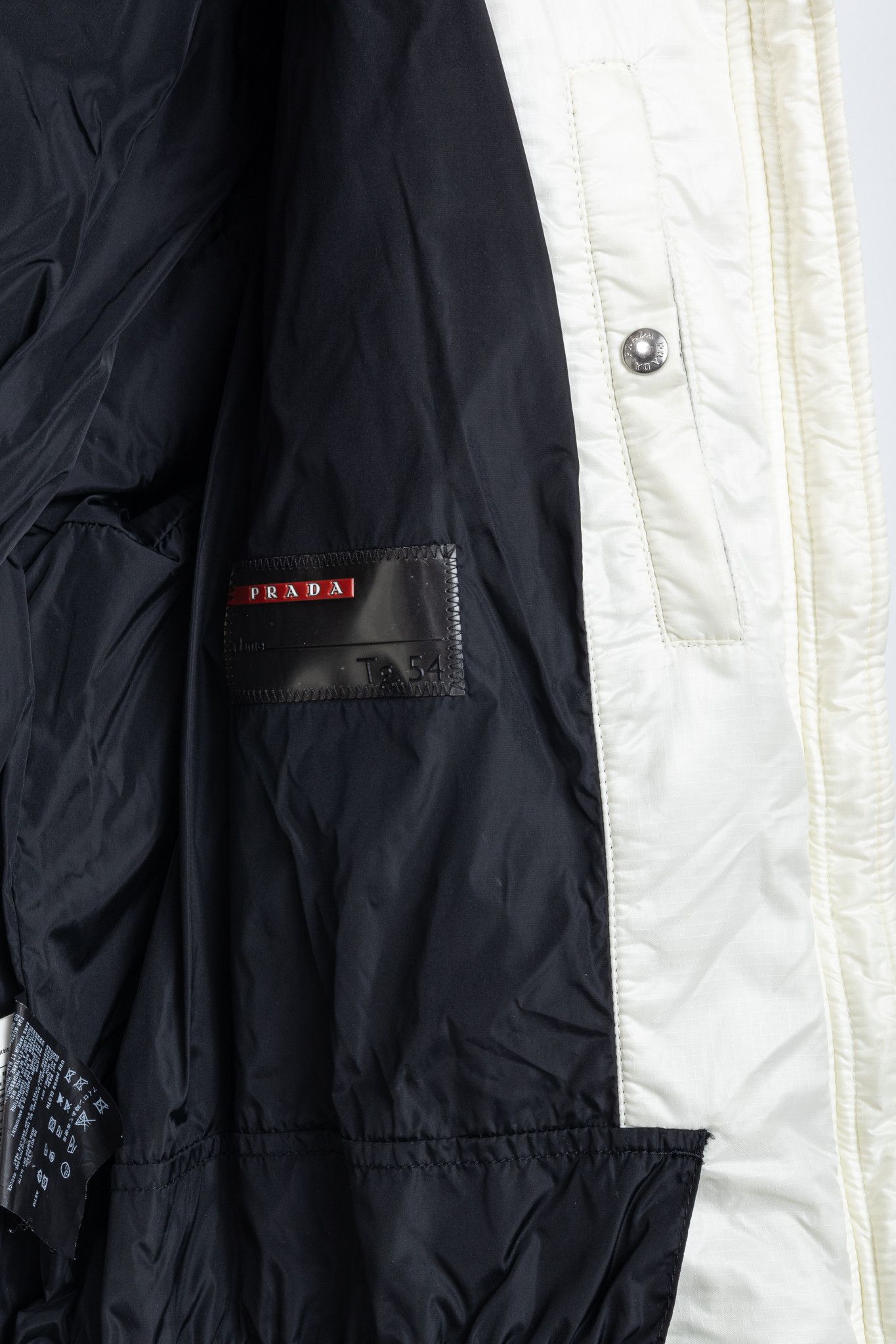 Prada Prada Cream Nylon Embroidered-Logo Quilted Down Puffer Size US XL / EU 56 / 4 - 10 Thumbnail