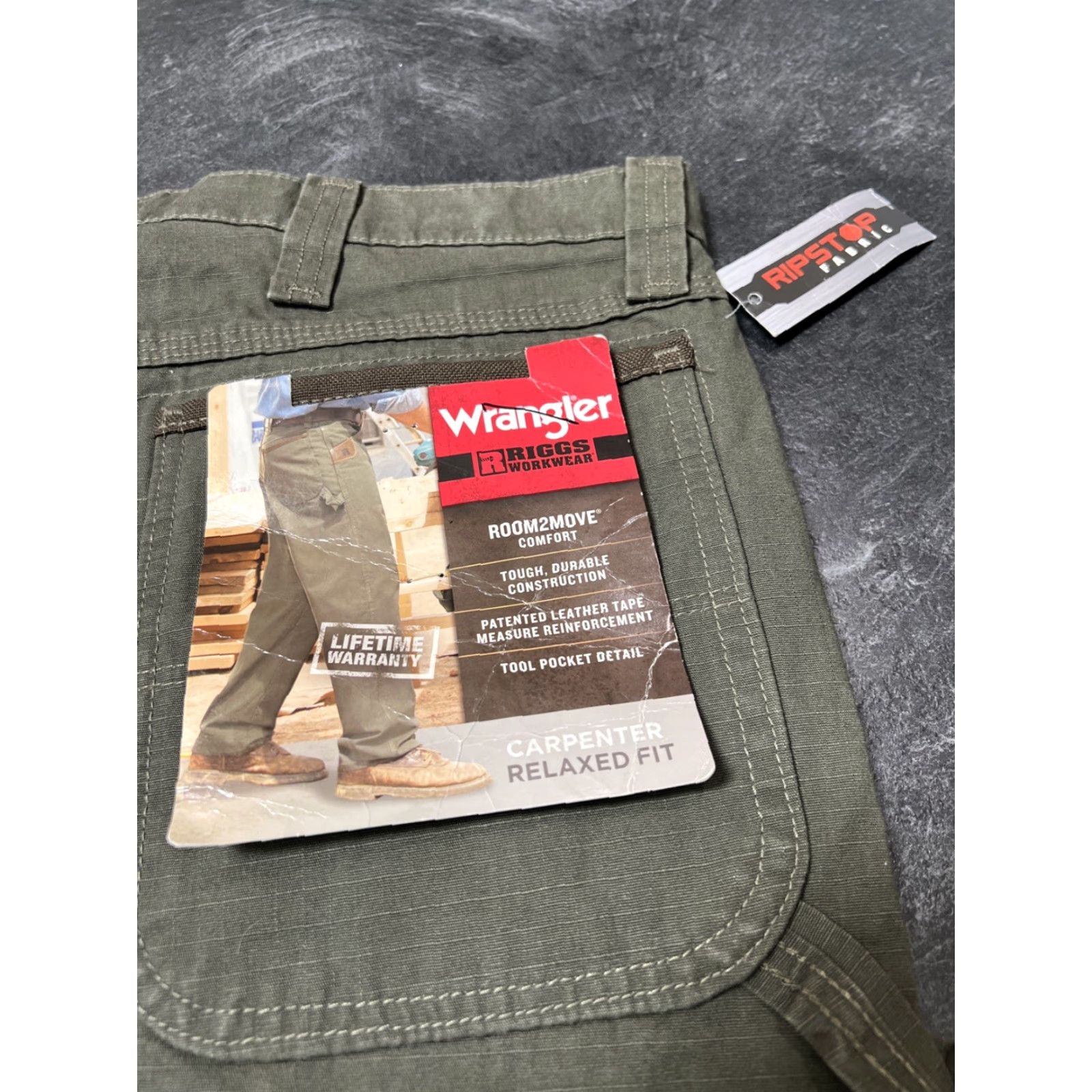 Wrangler Wrangler RIGGS Workwear Carpenter Pants Mens 38x32 Olive Green Ripstop Carpenter Wrangler RIGGS Workwear Mens 38 32 Green Size US 38 / EU 54 - 6 Thumbnail